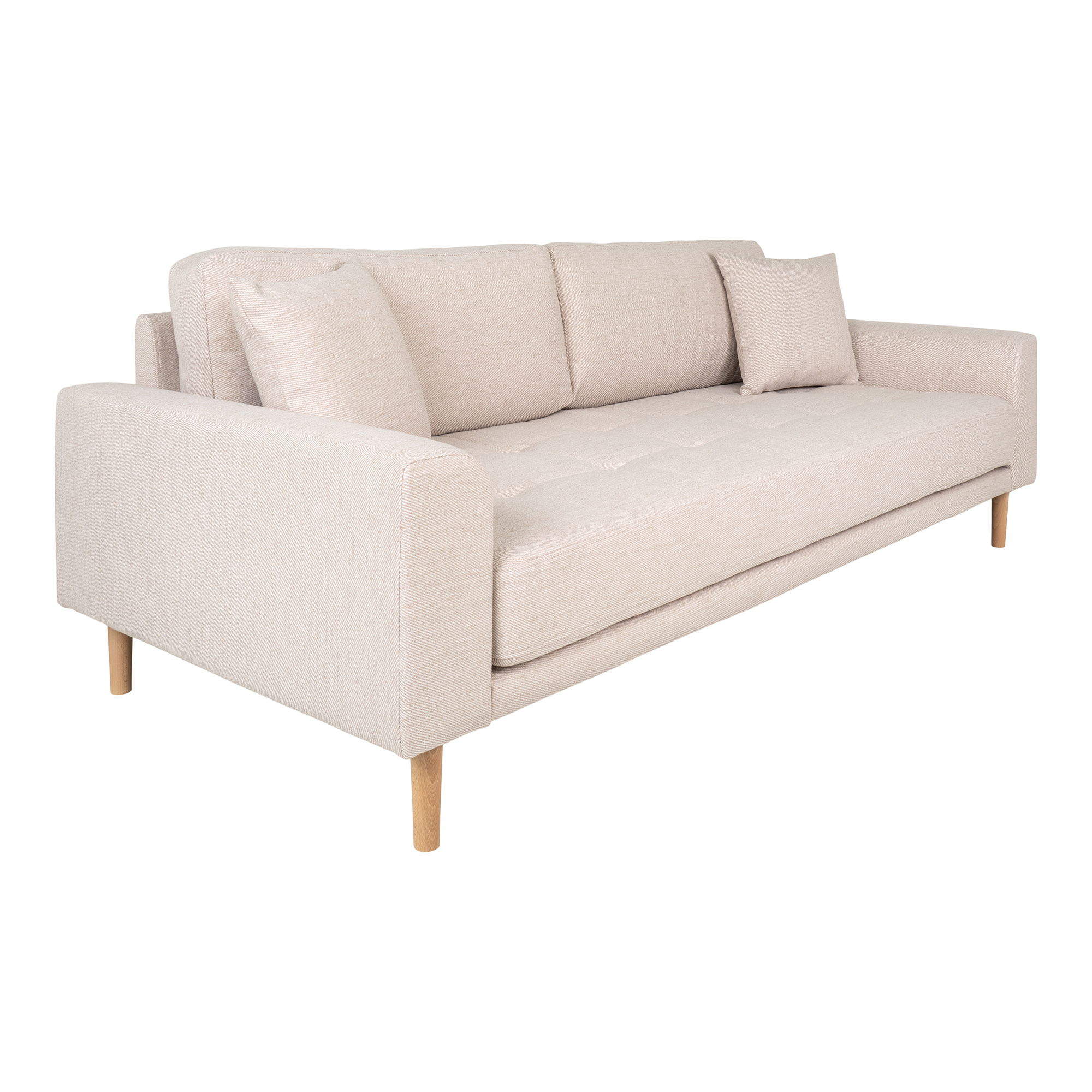 Sofa wypoczynkowa 3-osobowa LIDO piaskowa, naturalne nóżki - 1301753