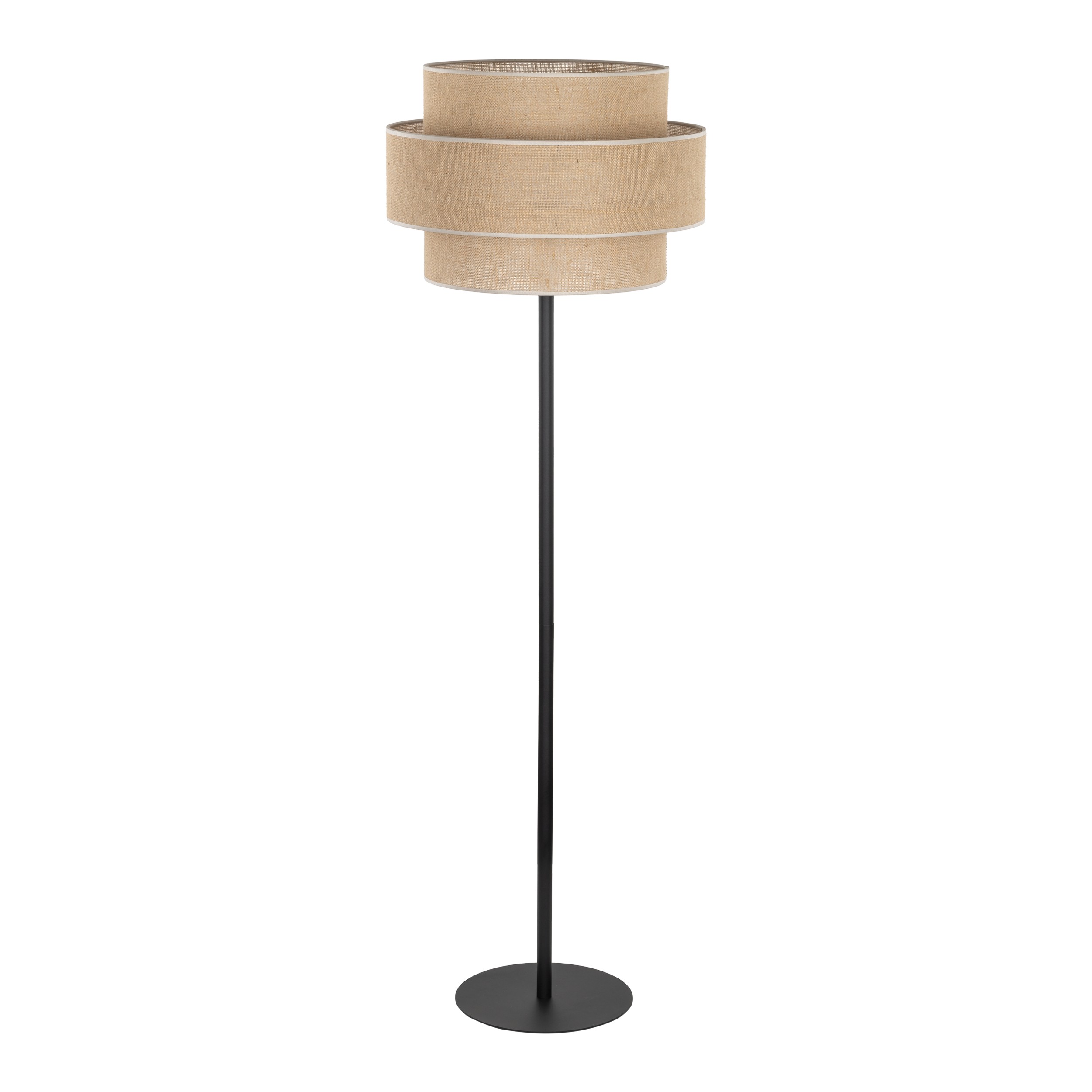 Lampa podłogowa CALISTO czarna brązowy abażur z tkaniny 159x50cm - TK_5405