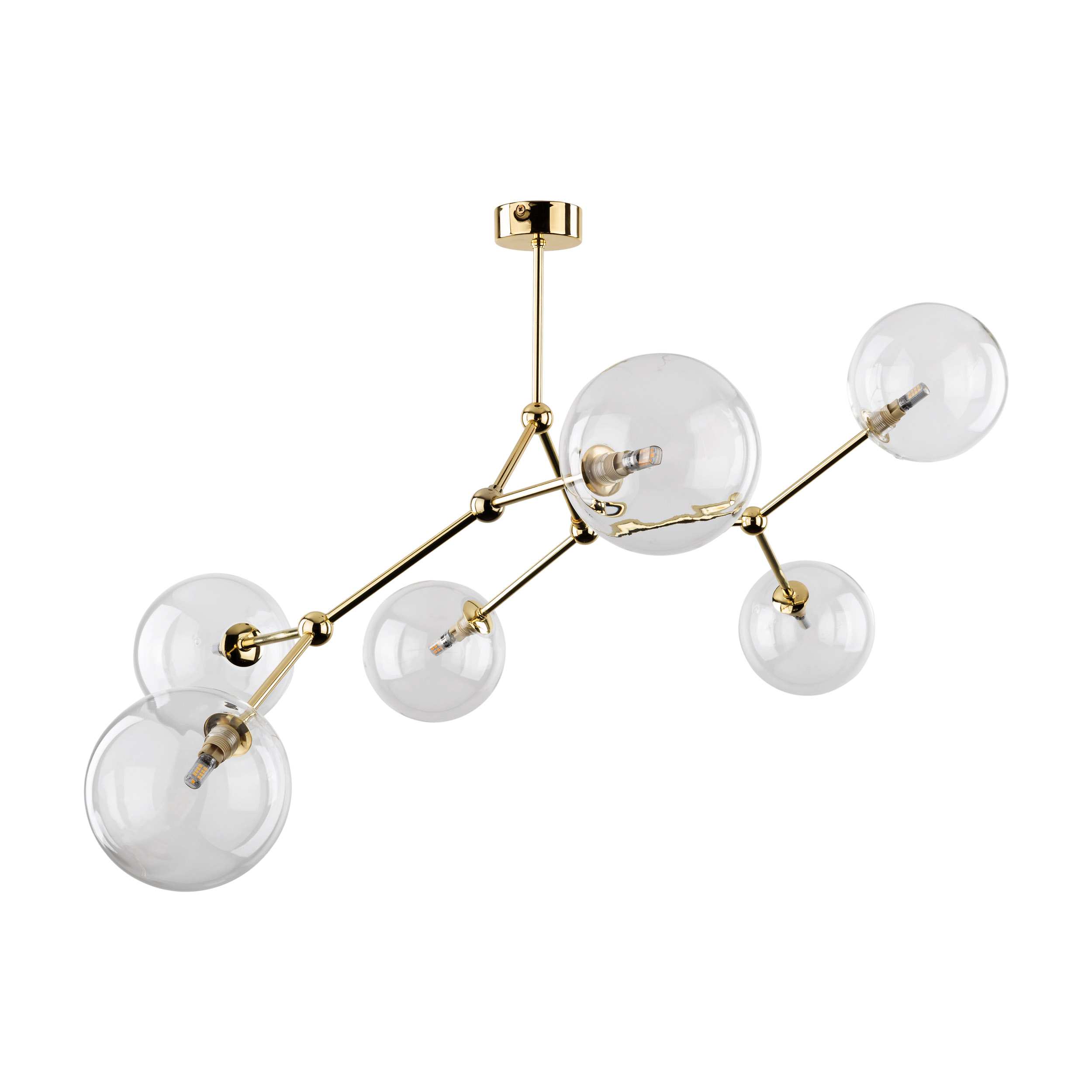 Lampa sufitowa FAIRY złota z transparentnymi szklanymi okrągłymi kloszami 107x87x55cm - TK_10071