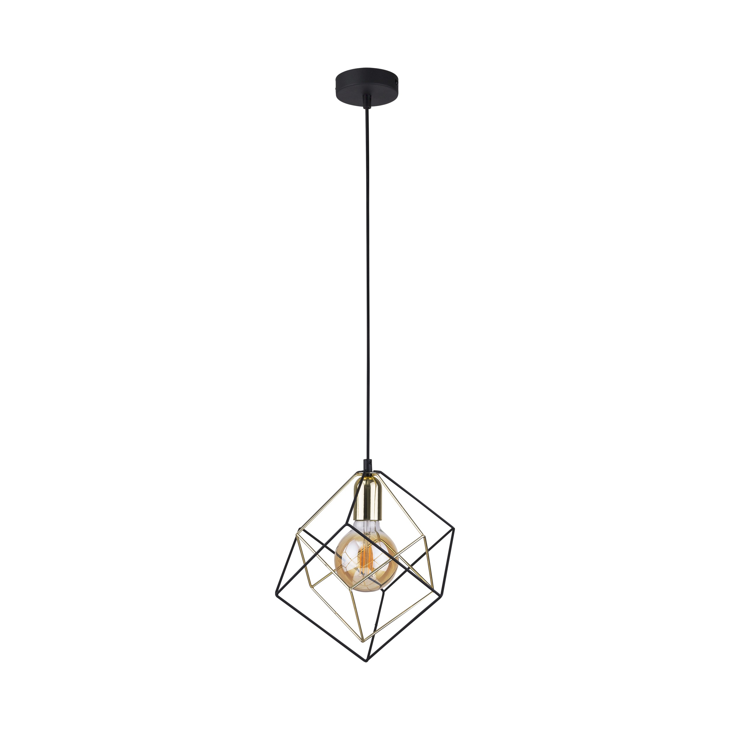Lampa wisząca ALAMBRE czarna ze złotymi elementami 175x28cm - TK_2777
