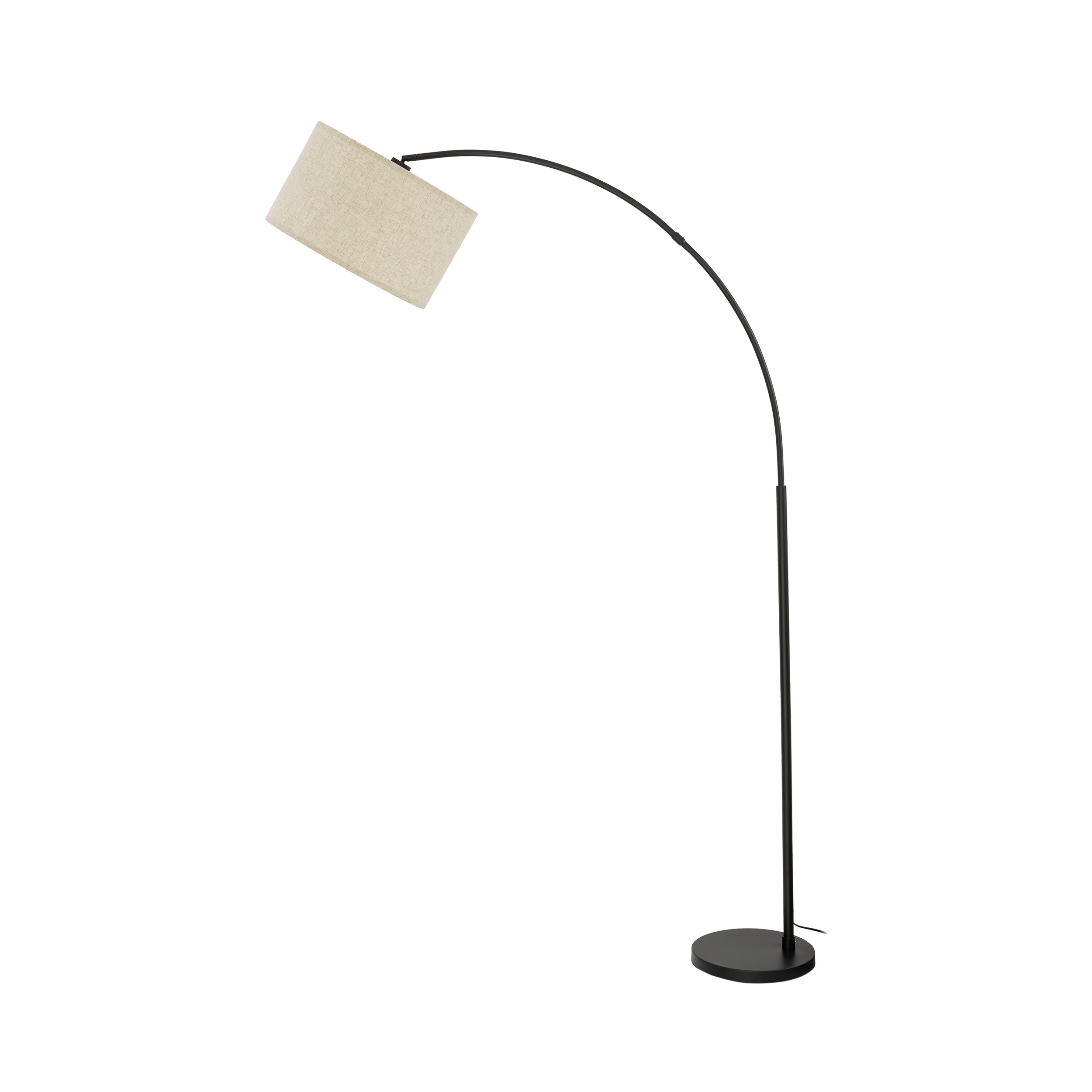 Lampa podłogowa ZENITH czarna z brązowym lnianym kloszem 200x130x50cm - TK_16023