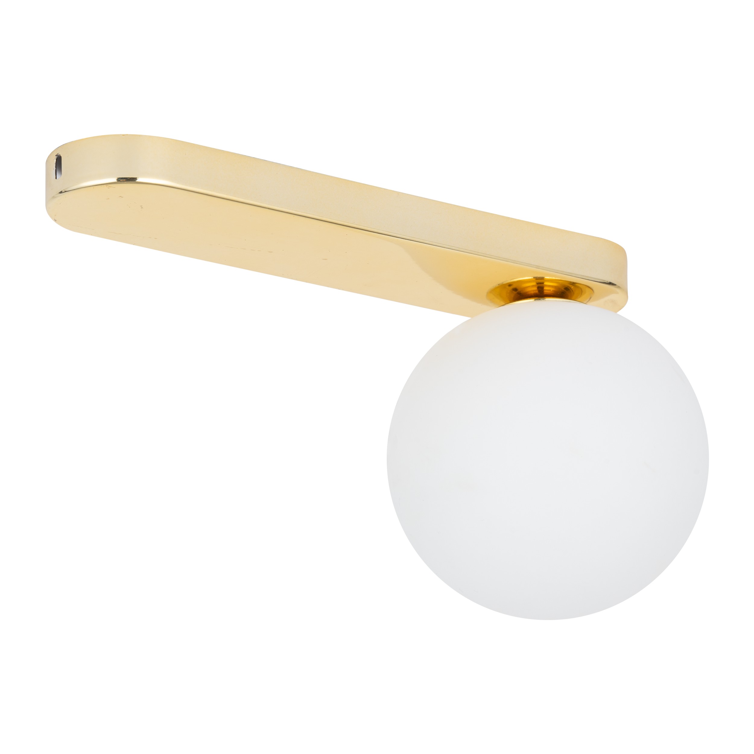 Lampa sufitowa BIANCA złota z białym okrągłym szklanym kloszem 27x15x12cm - TK_4698