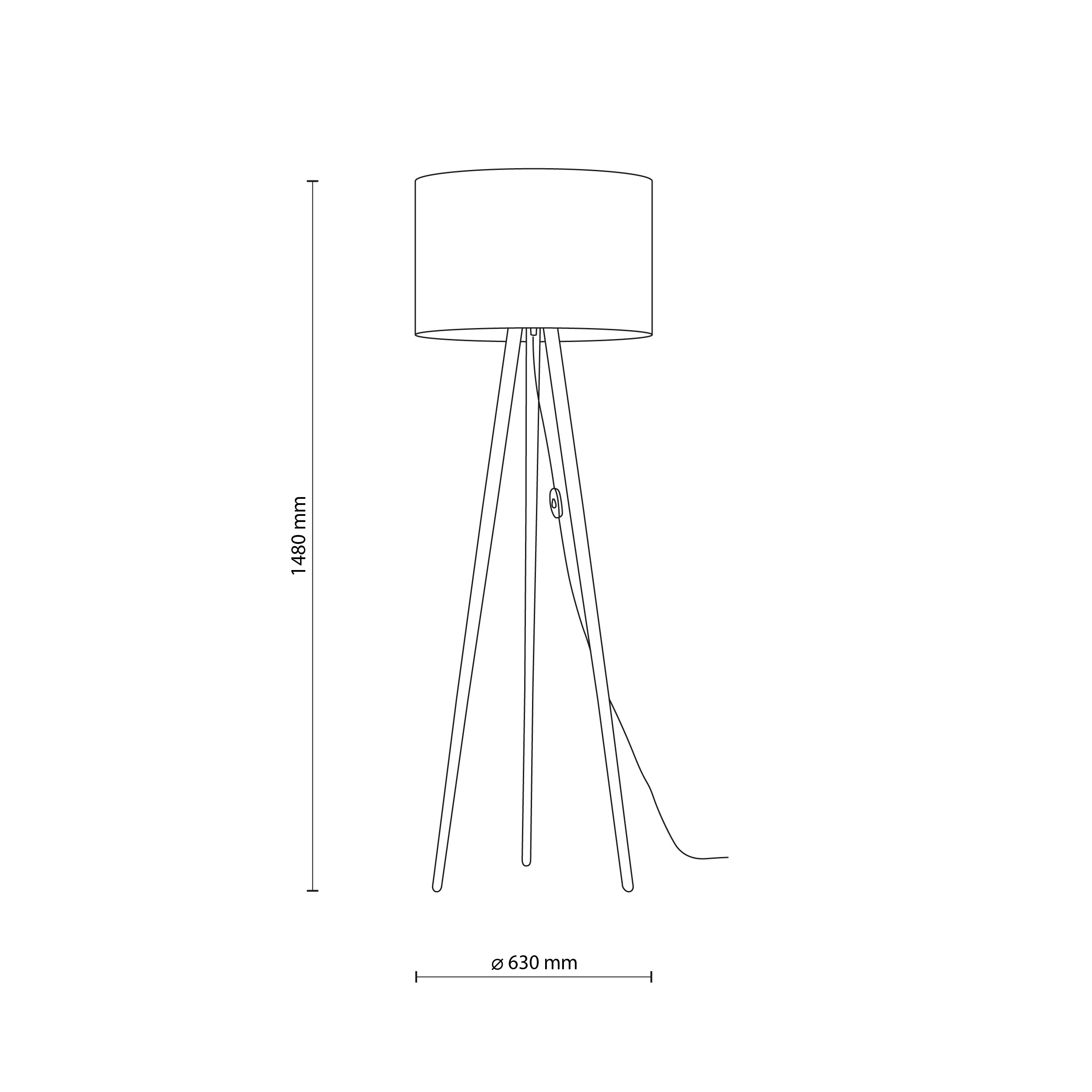Lampa podłogowa TOKYO sosnowe postarzane nogi brązowy okrągły abażur z tkaniny 146x63cm - TK_5284