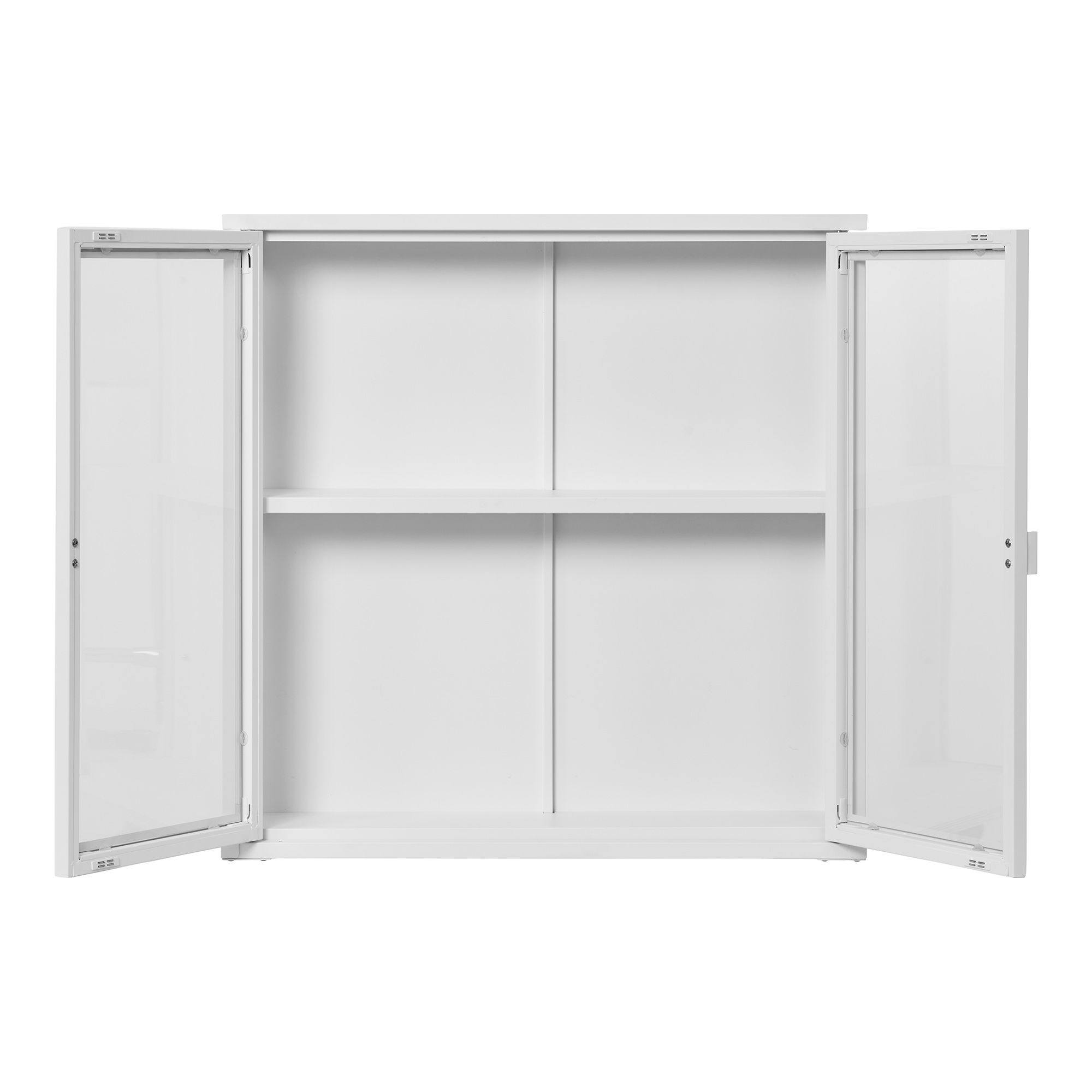 Witryna wisząca 2-drzwiowa BRISBANE przeszklone boki 80x18x80 cm - biała - 3003011
