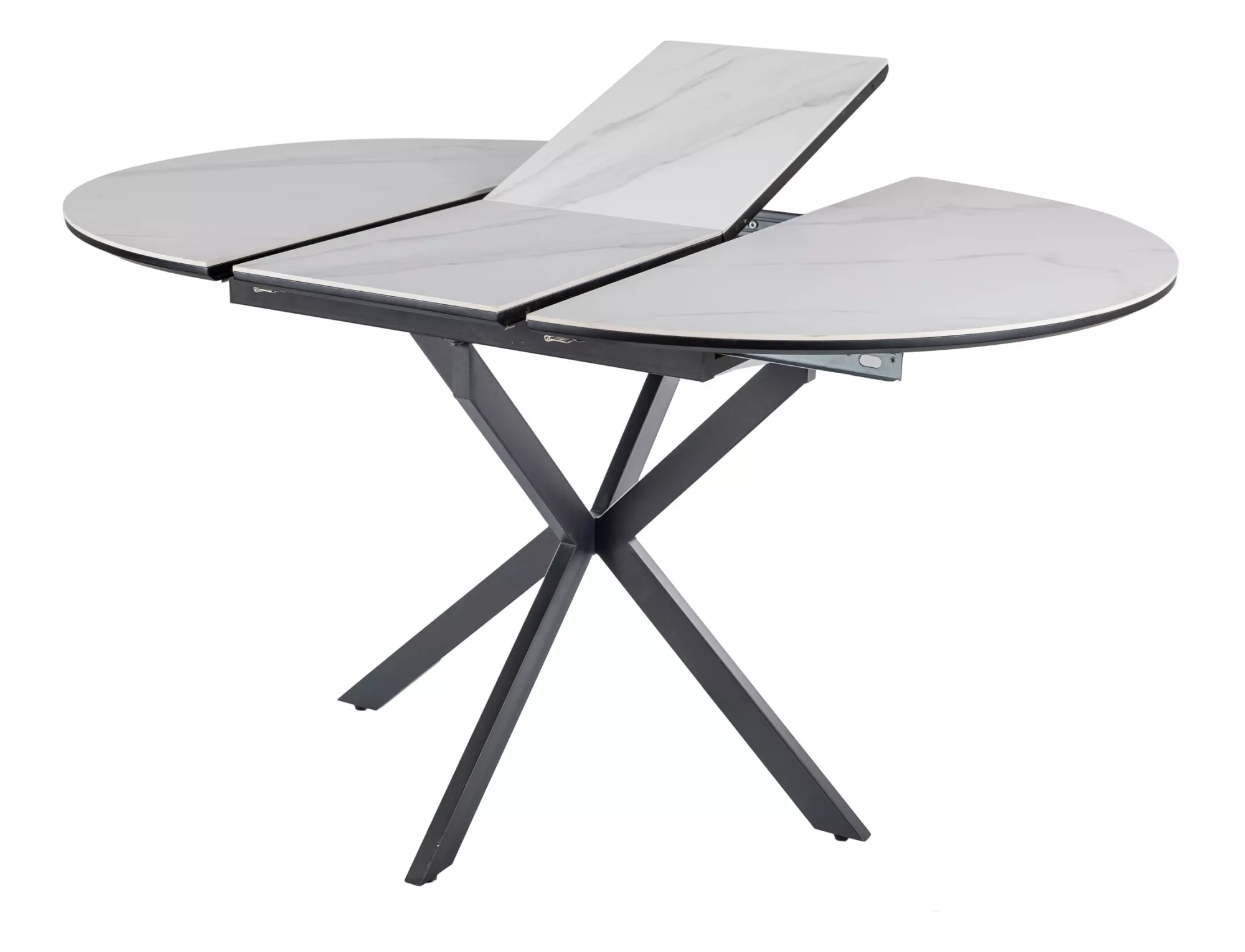 Stół okrągły rozkładany GASTON CERAMIC 100(135)x100 biało-czarny - GASTONBC100