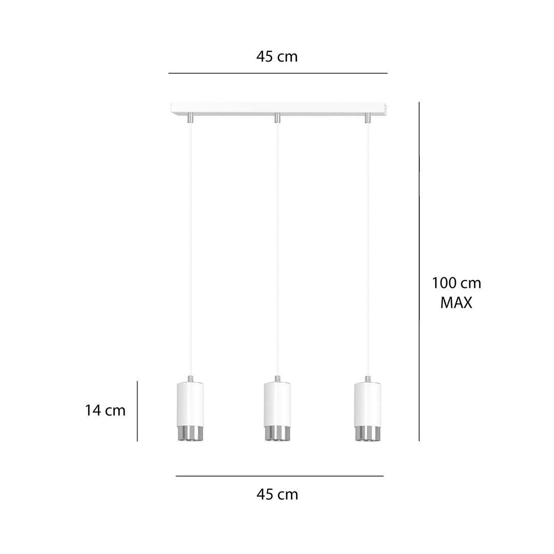 Lampa wisząca FUMIKO Biały/Chrom 814/3 - 814/3