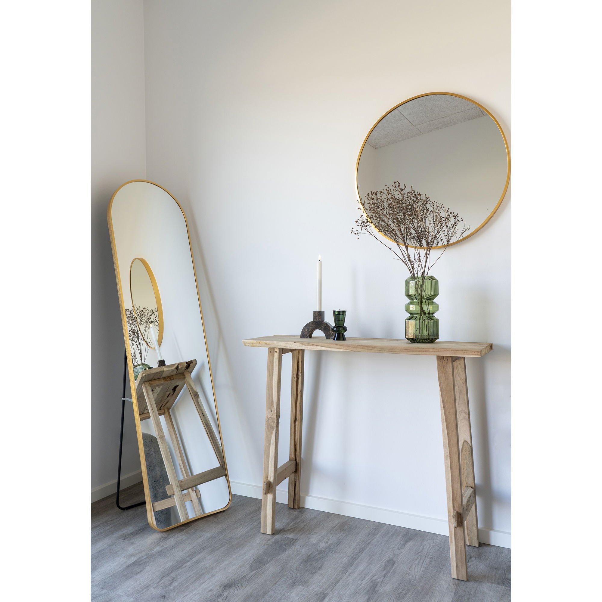 Lustro ścienne owalne MADRID 40x150 cm - złoty - 4001510