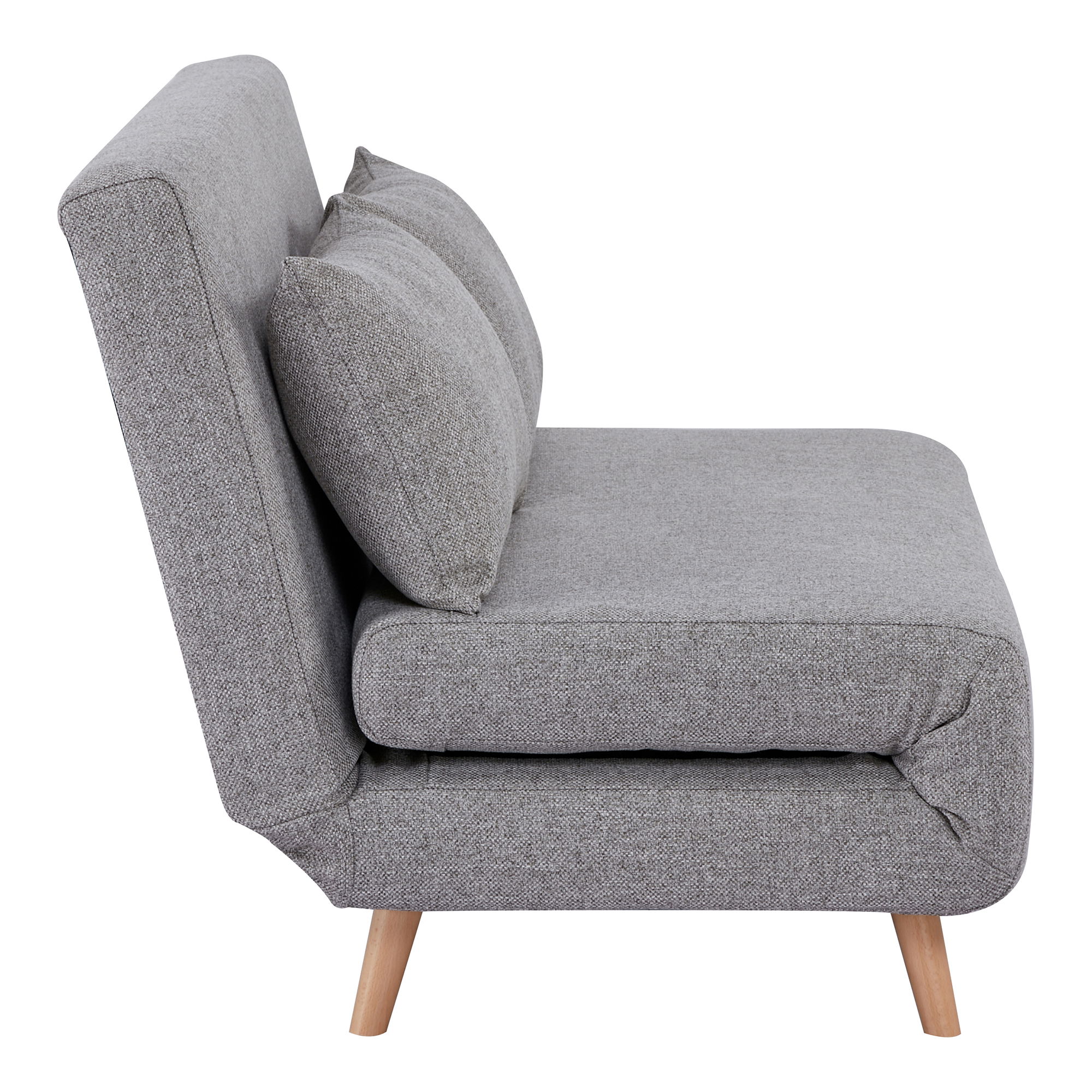 Sofa rozkładana 2-osobowa MARLOW szara naturalne drewniane nóżki - 1302021
