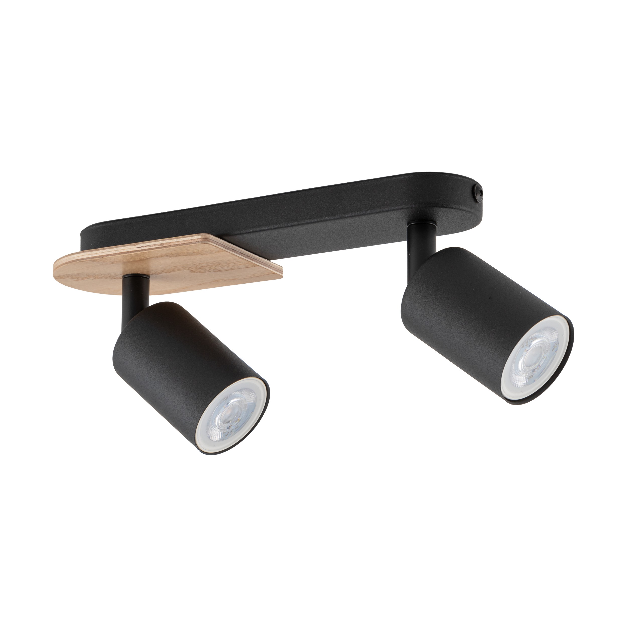 Lampa sufitowa COVER czarna z drewnianym elementem regulowana na listwie 35x18x14cm