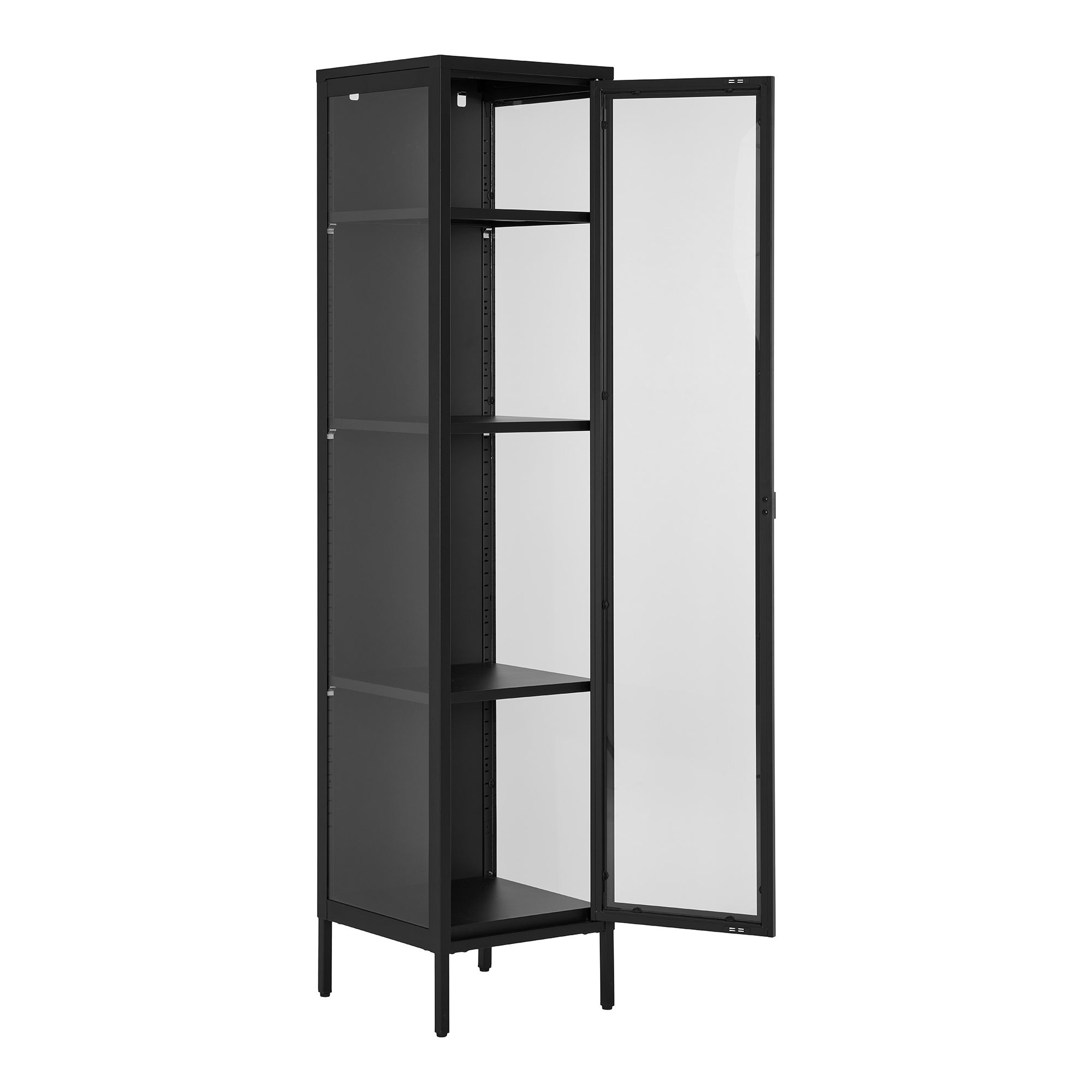 Witryna 1-drzwiowa szklane BRISBANE przeszklone boki 40x35x180 cm - czarna - 3003000