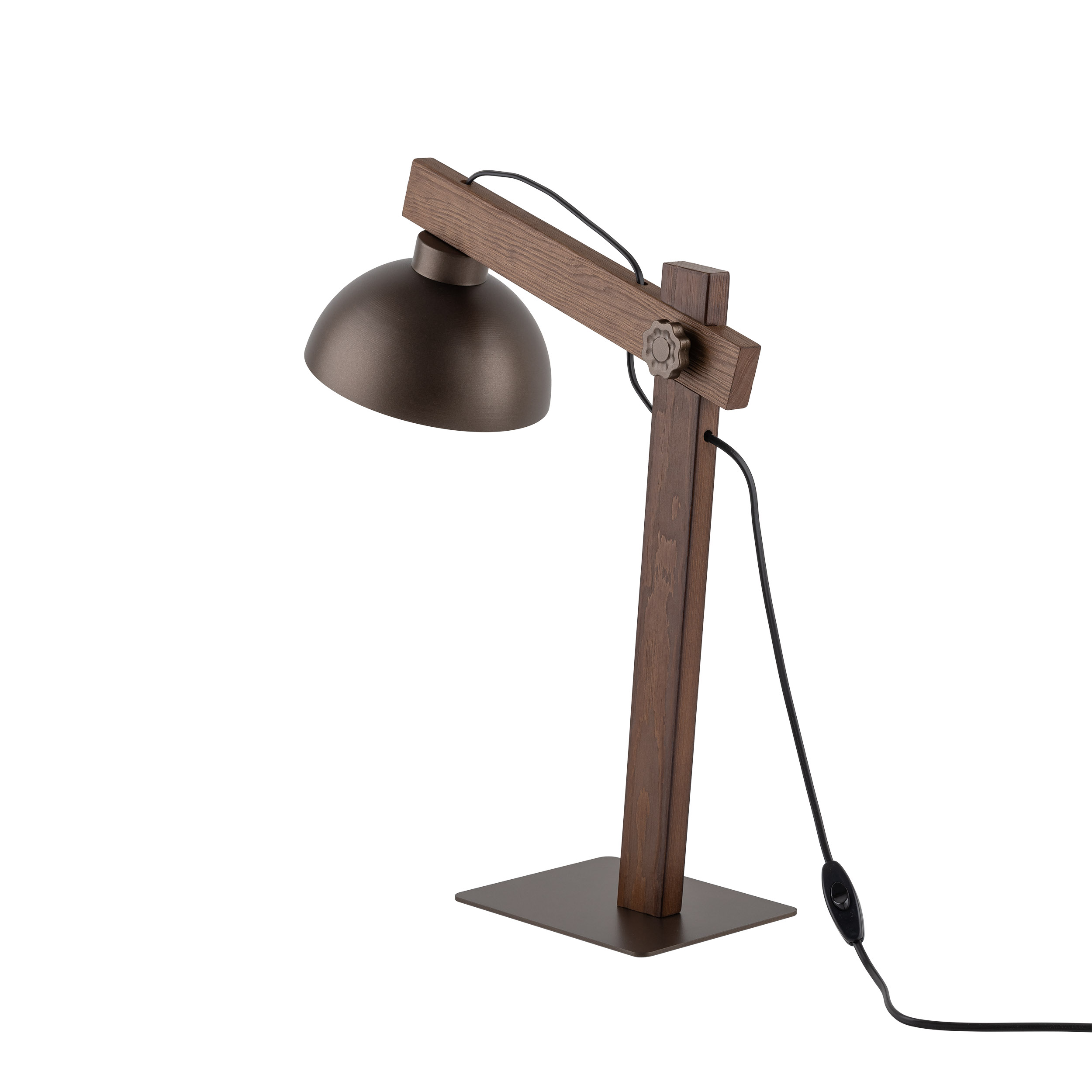 Lampka nocna OSLO brązowa na ciemnym ramieniu z orzecha 52x42x18cm - TK_5788