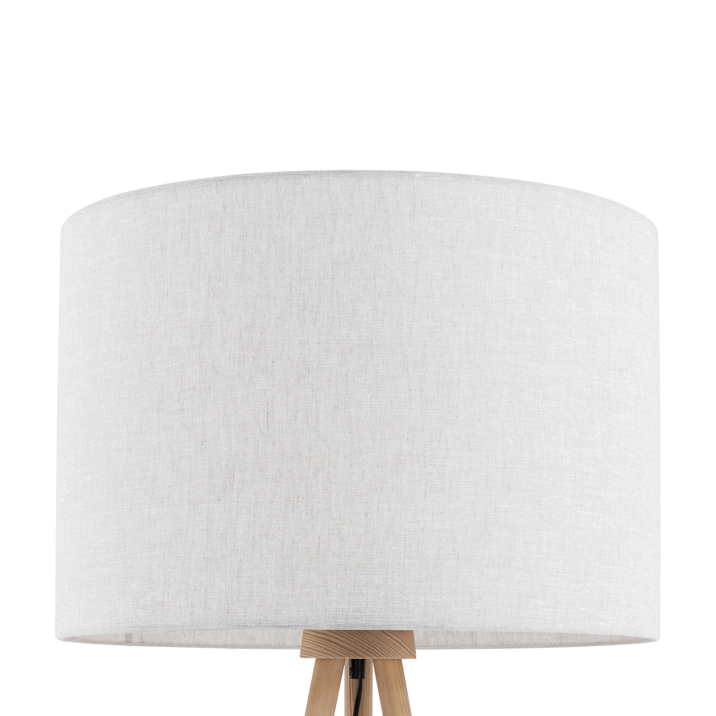 Lampa podłogowa TOKYO sosnowe postarzane nogi brązowy okrągły abażur z tkaniny 146x63cm - TK_5284