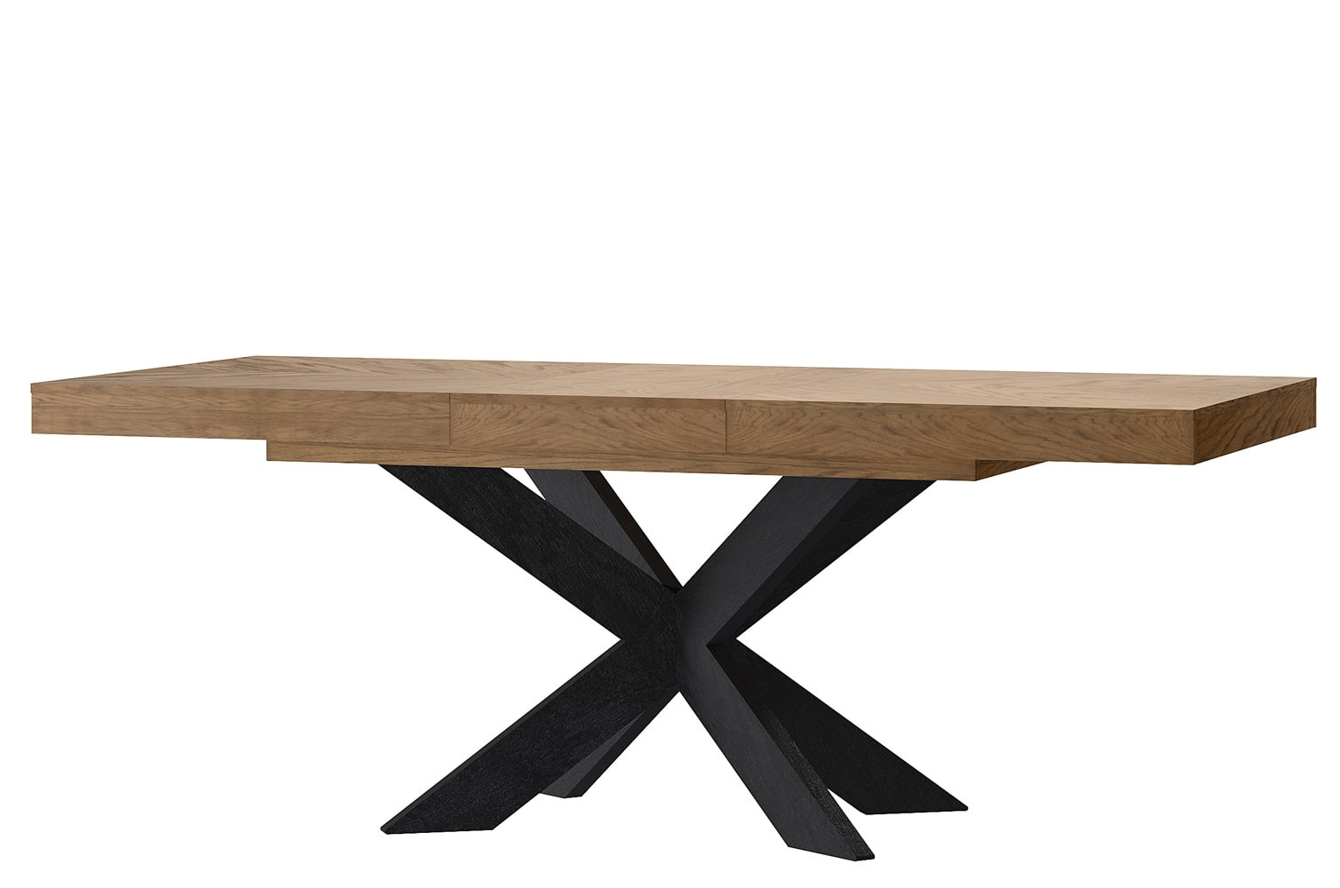 Stół rozkładany COZY 39 z blatem w jodełkę 95x160-210 - dąb rustikal, czarny - TH-100-1582