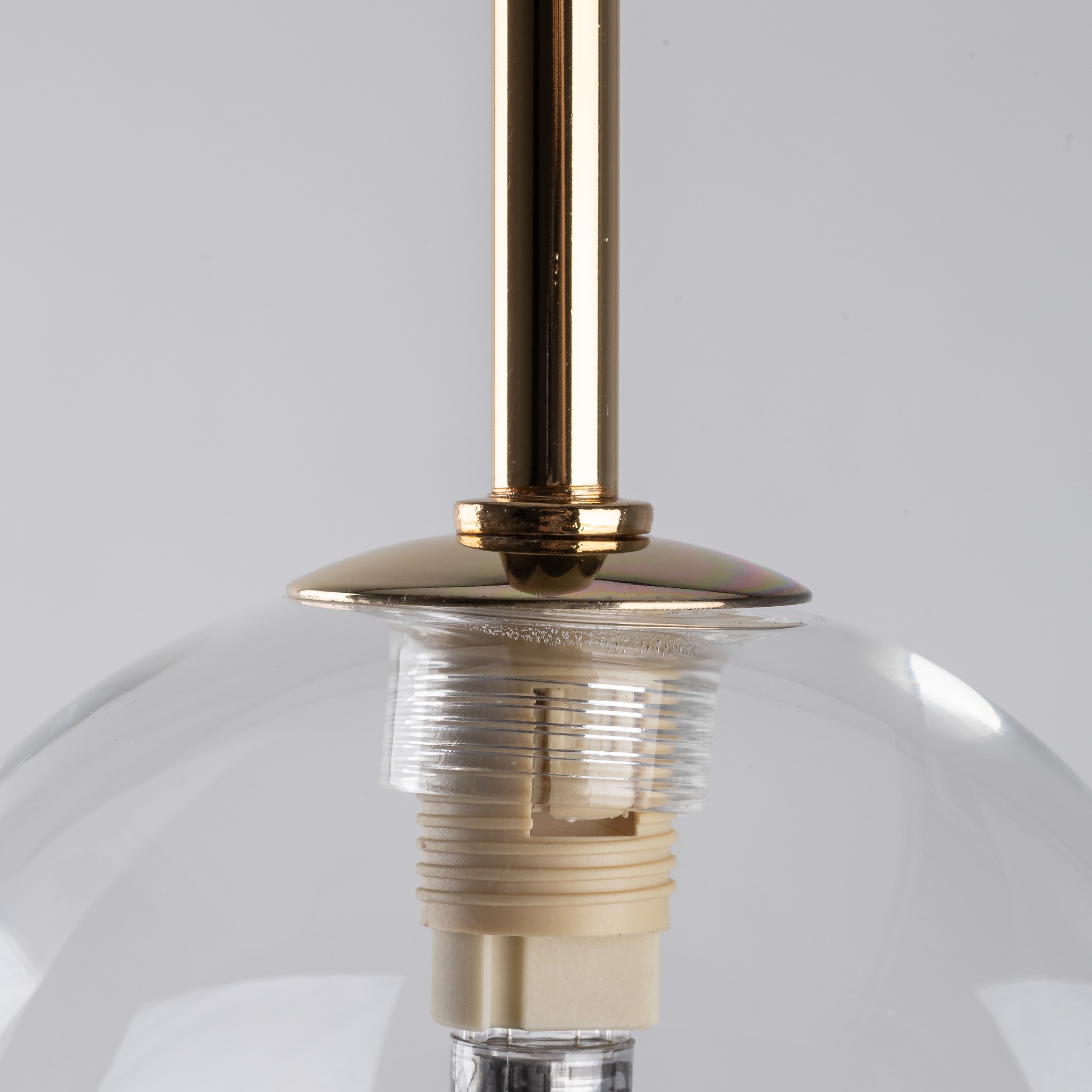 Lampa wisząca NILOS czarna ze złotym elementem z transparentnym okrągłym szklanym kloszem 160x12cm - TK_5941