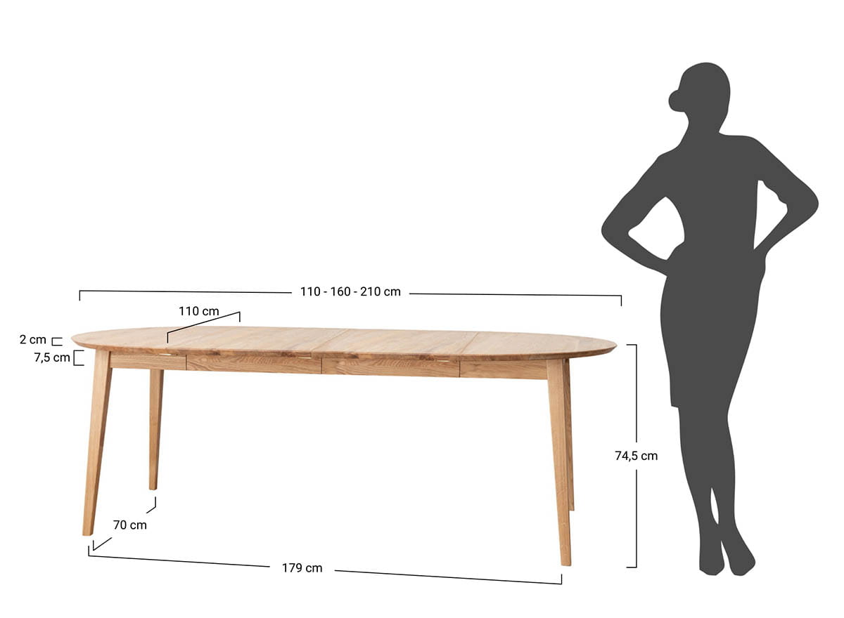 Stół dębowy okrągły 110 cm do 210 cm rozsuwany Orbetello Dąb Olejowany - KULSR110_2X50