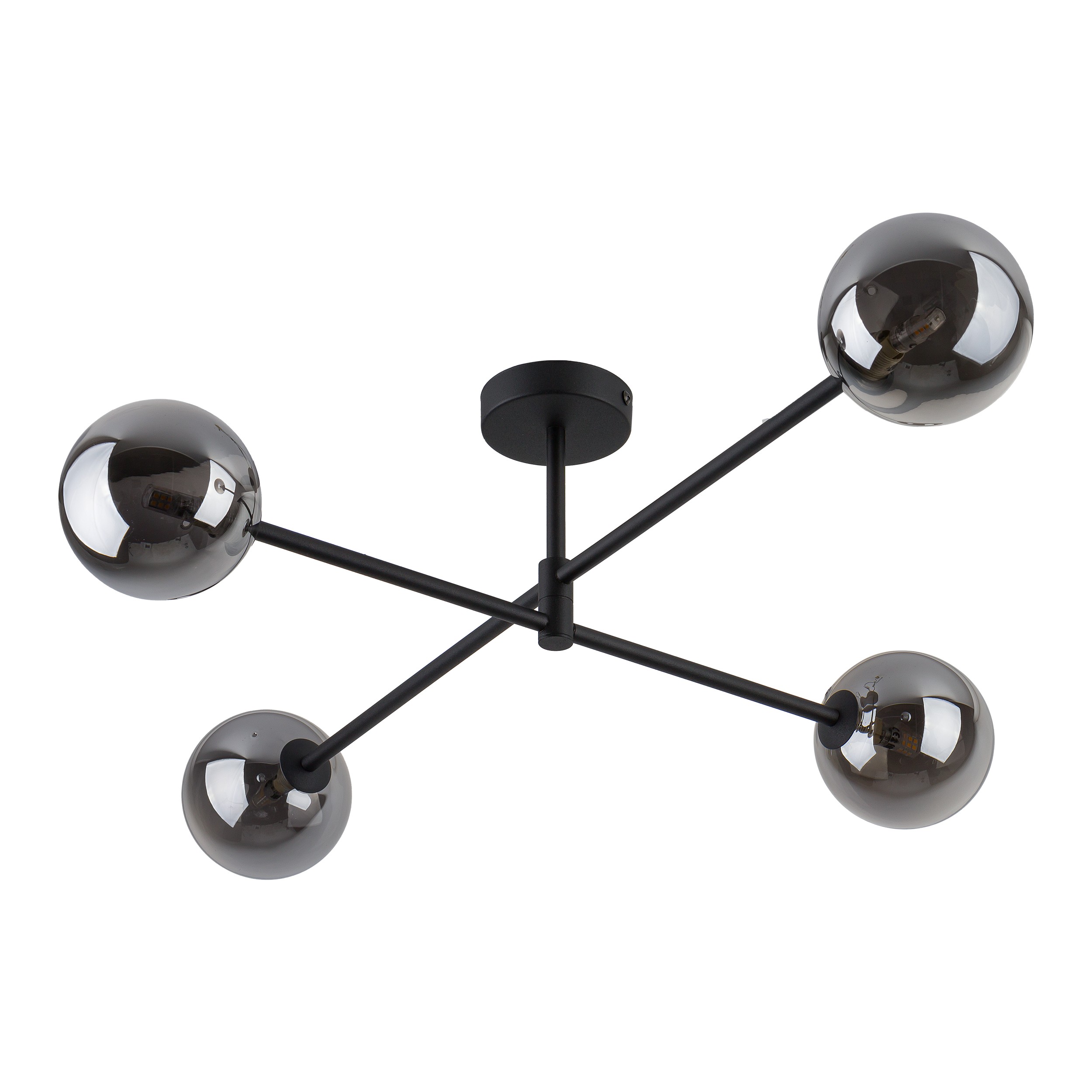 Lampa sufitowa SARIUS czarna z szarymi przyciemnionymi szklanymi kloszami 90x68x21cm - TK_6235