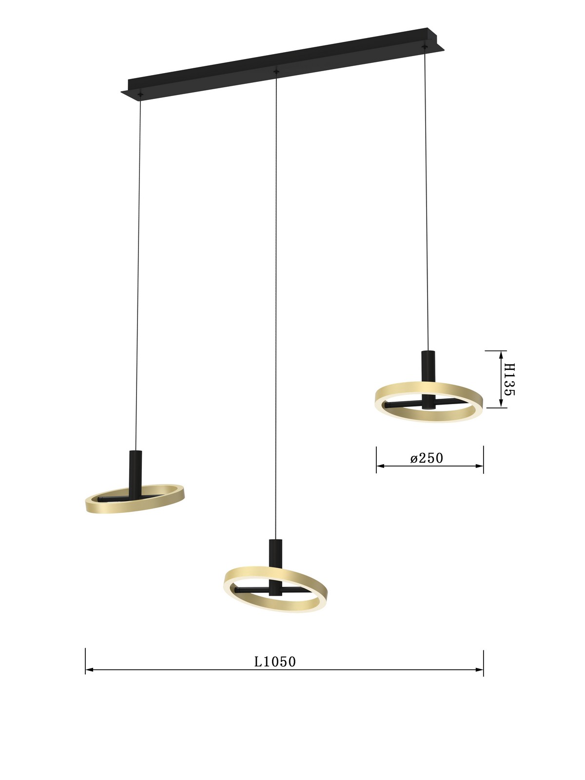 BREST - Lampa wisząca trójka prosta - 7016-304