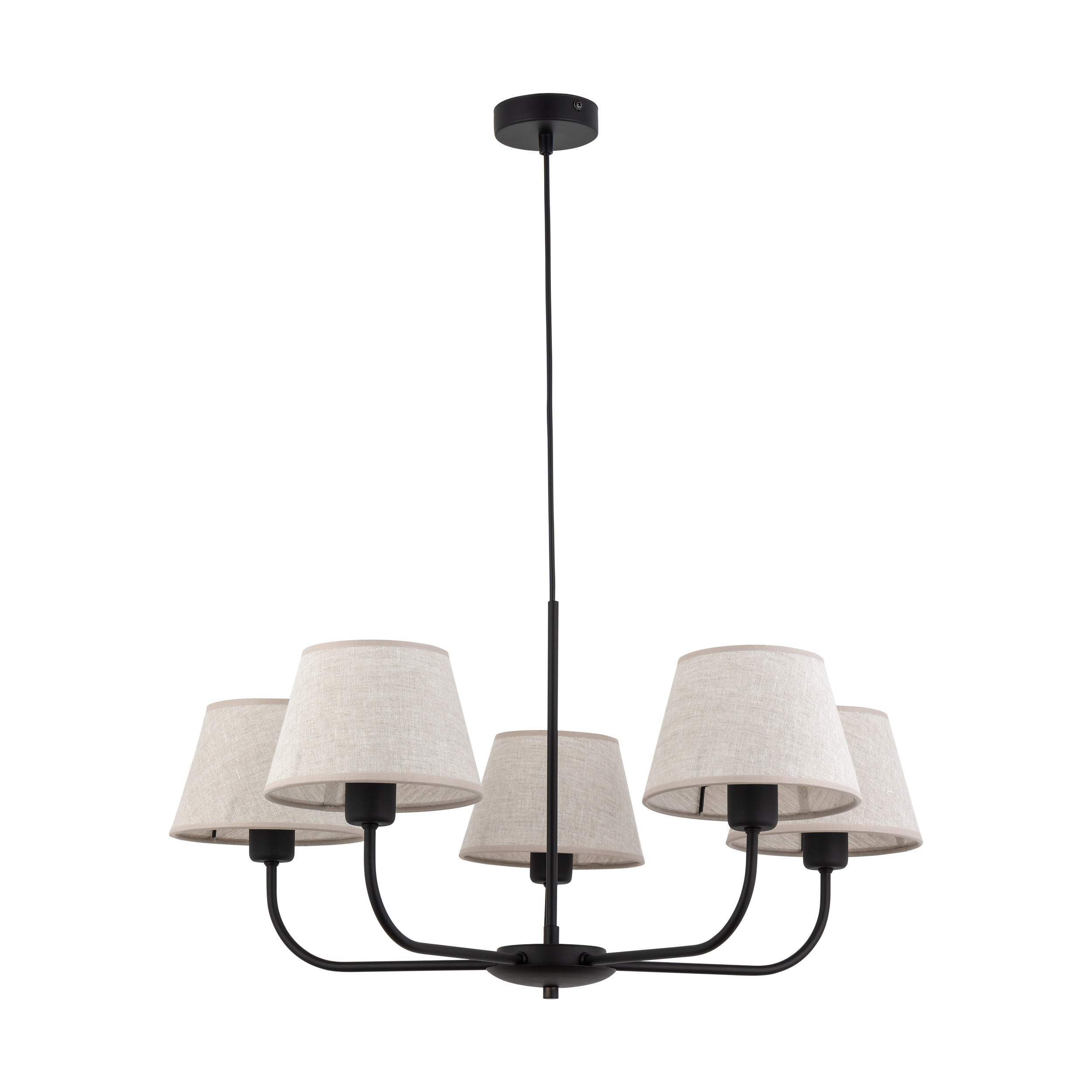 Lampa wisząca CHICAGO czarna z brązowymi kloszami z tkaniny 86x68x65cm - TK_3989