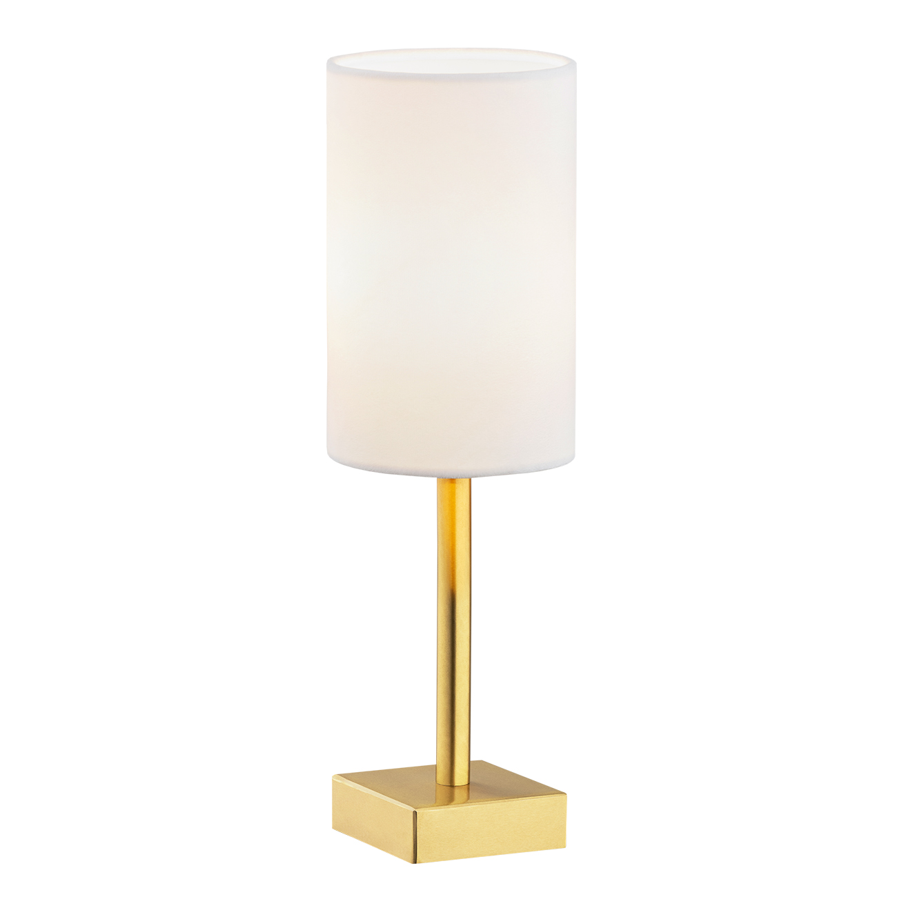 Lampa stołowa ABRUZZO mosiądz szczotkowany biały walcowaty abażur 37x12cm