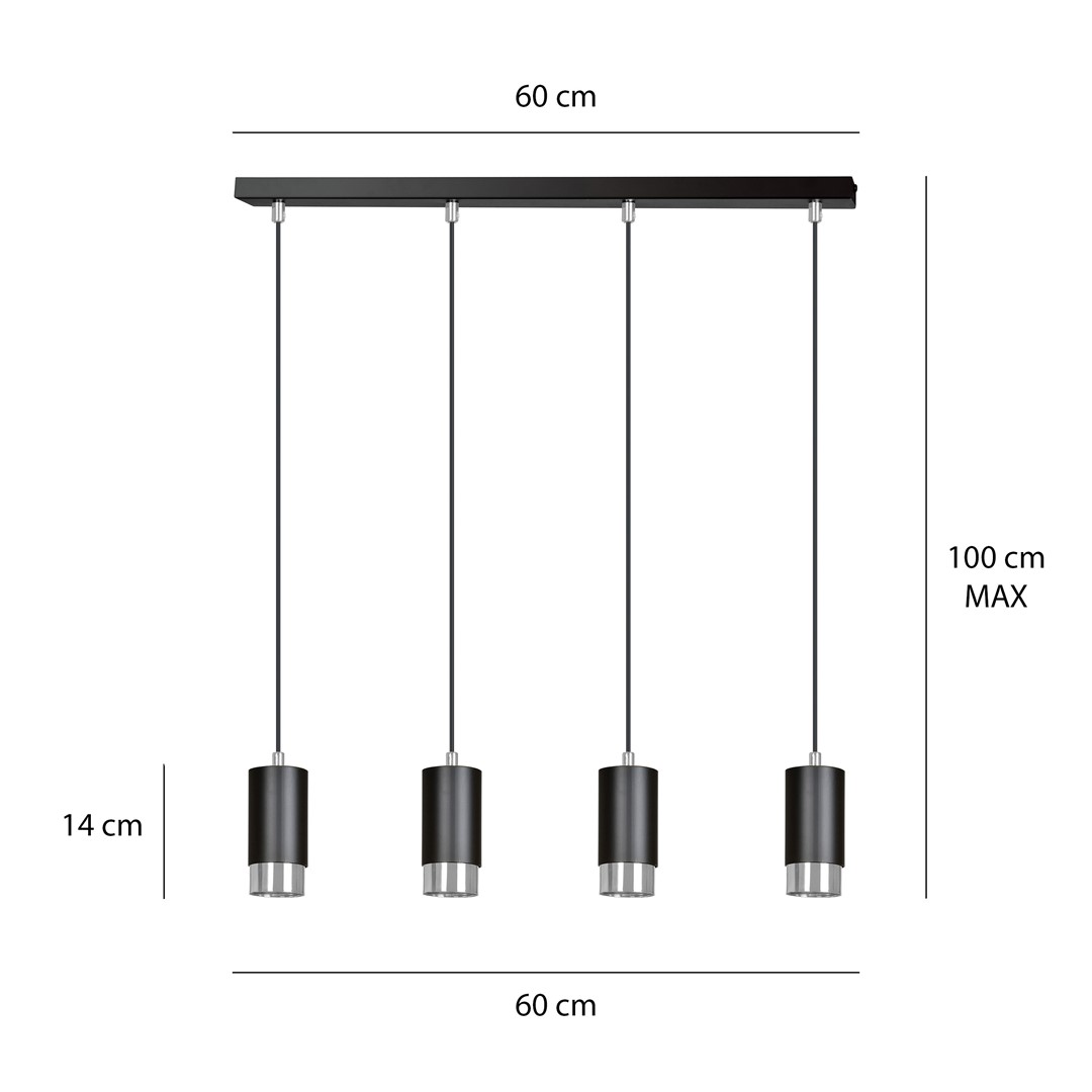 Lampa wisząca FUMIKO Czarny/Chrom 816/4 - 816/4