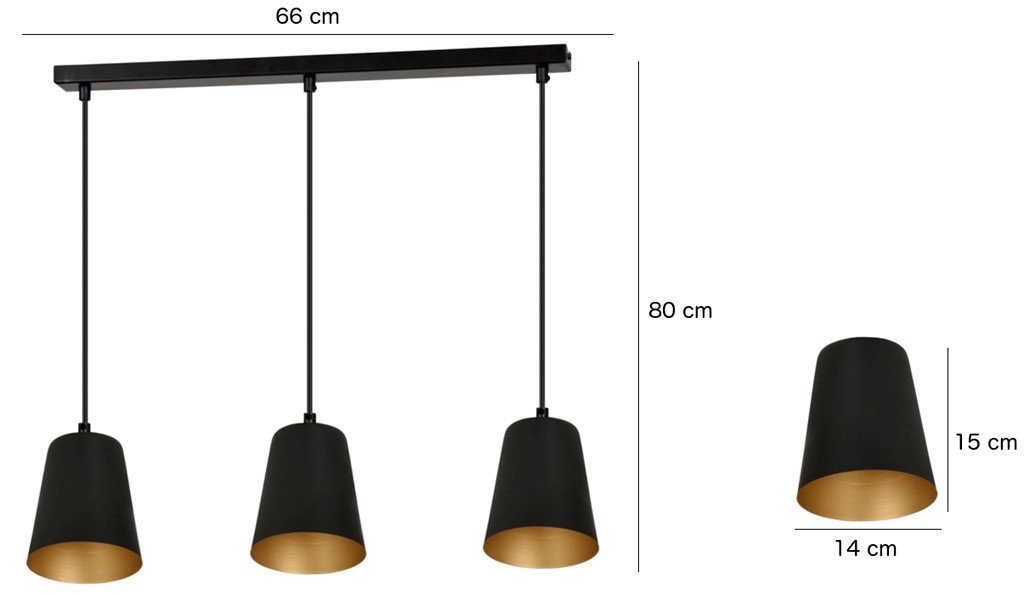 Lampa wisząca MILARGO Czarny/Złoty 415/3 - 415/3