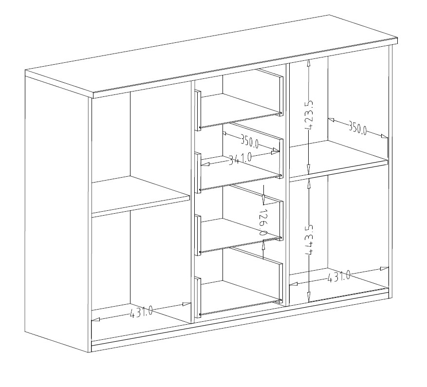 Komoda SIGMA 26 2-drzwiowa z szufladami dąb flagstaf czarna 132x94x40cm - 24FWLI26