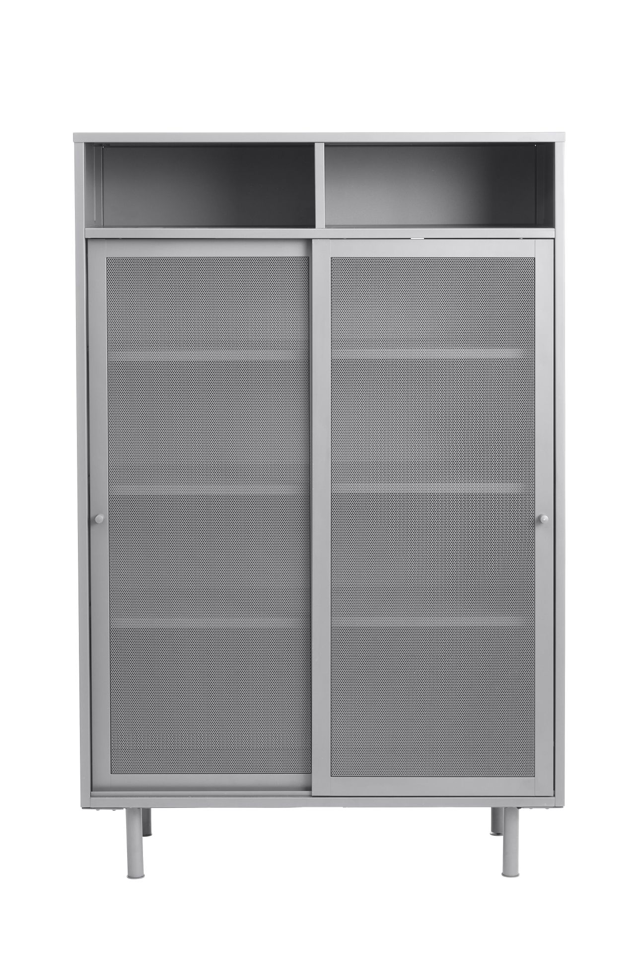 Komoda wysoka metalowa VEEP 2-drzwiowa - jasnoszara - UN_50230002