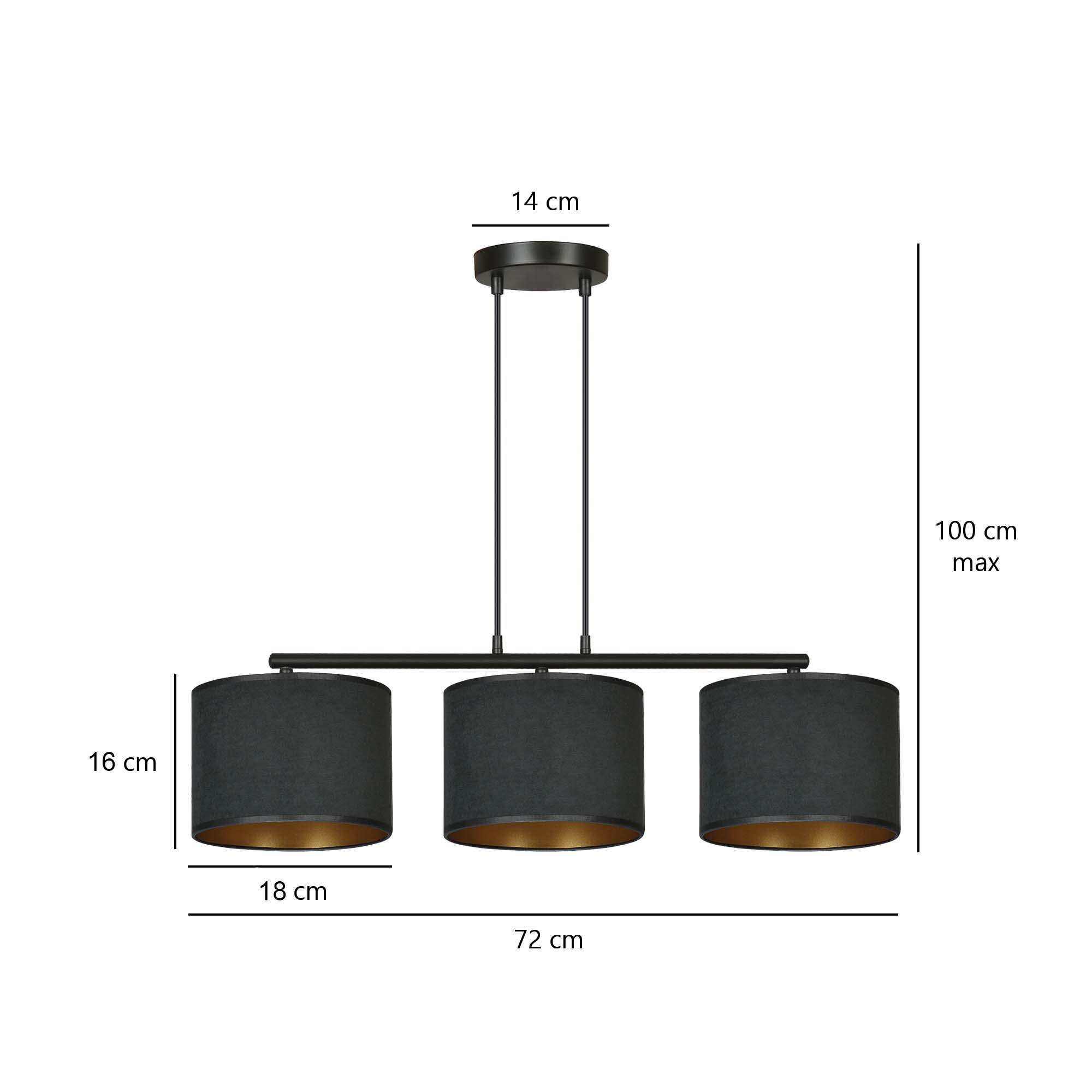 Lampa wisząca HILDE Czarny 1054/3 - 1054/3