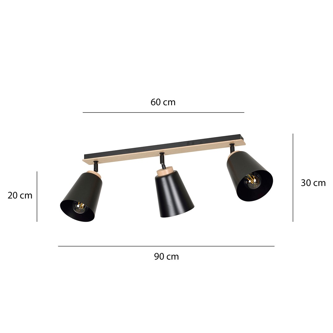 Lampa sufitowa ATLAS Czarny 725/3 - 725/3