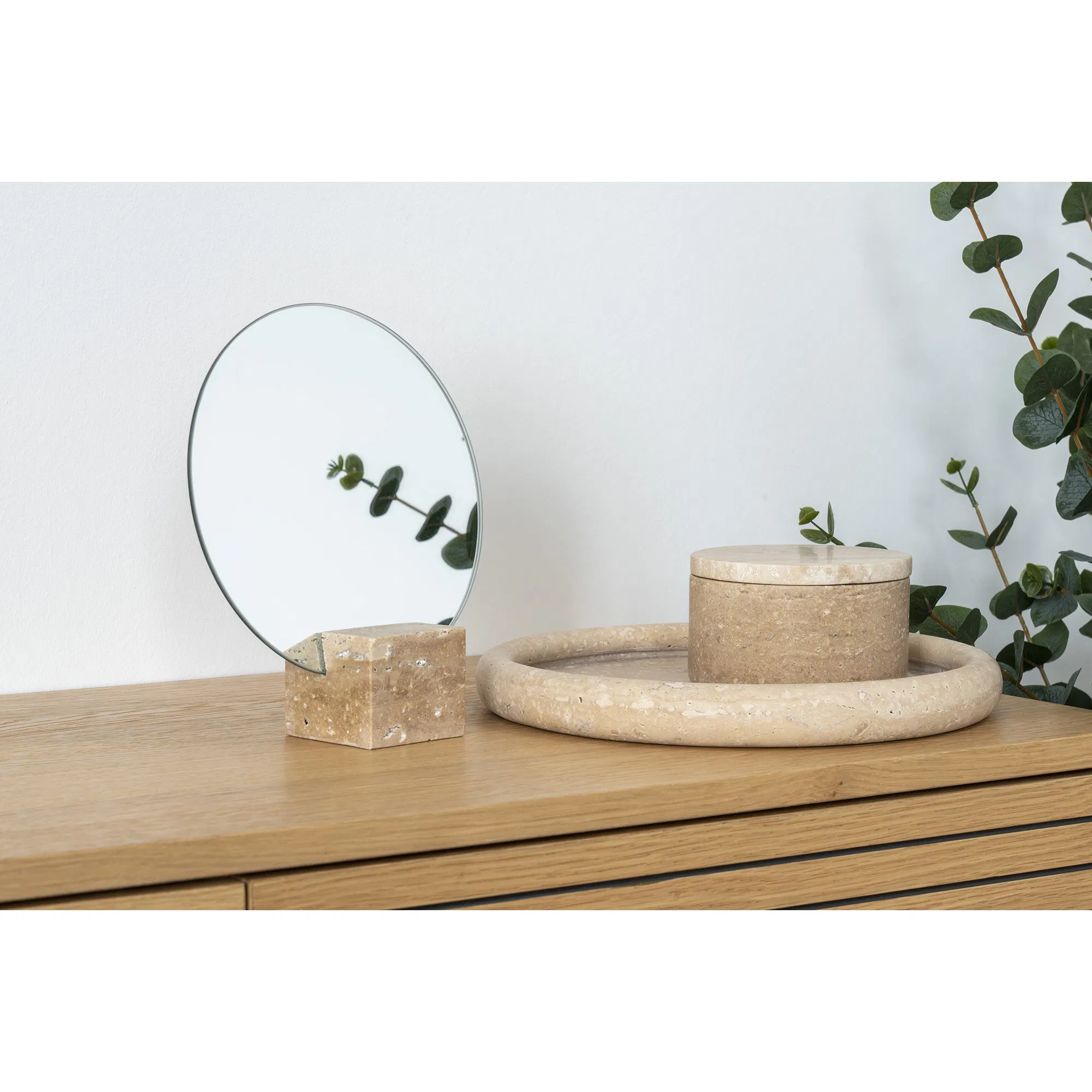 Taca do serwowania trawertyn fi25 cm naturalna - 4501336