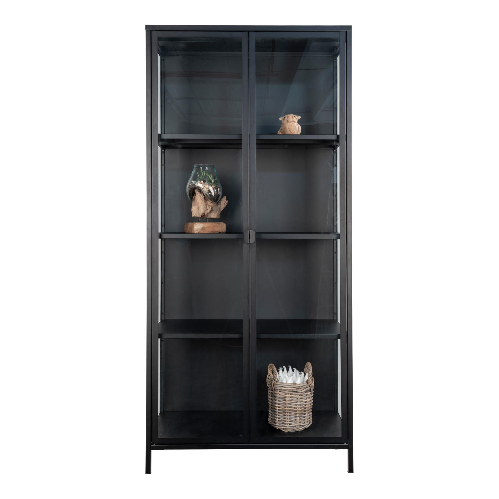 Witryna 2-drzwiowa BRISBANE przeszklone boki 80x35x175 cm - czarna - 3001040