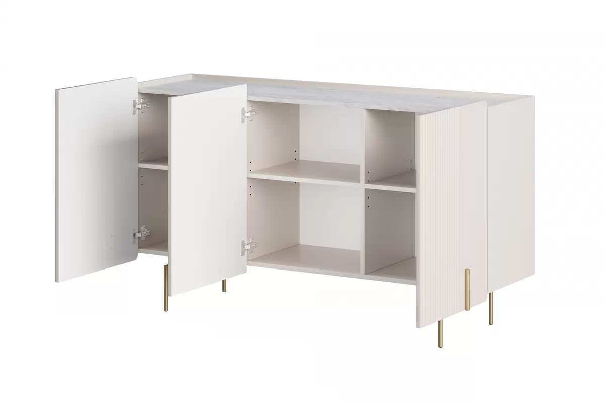 MALMI Komoda 150 3D - cashmere / crema bianca / złote nogi - B_156232