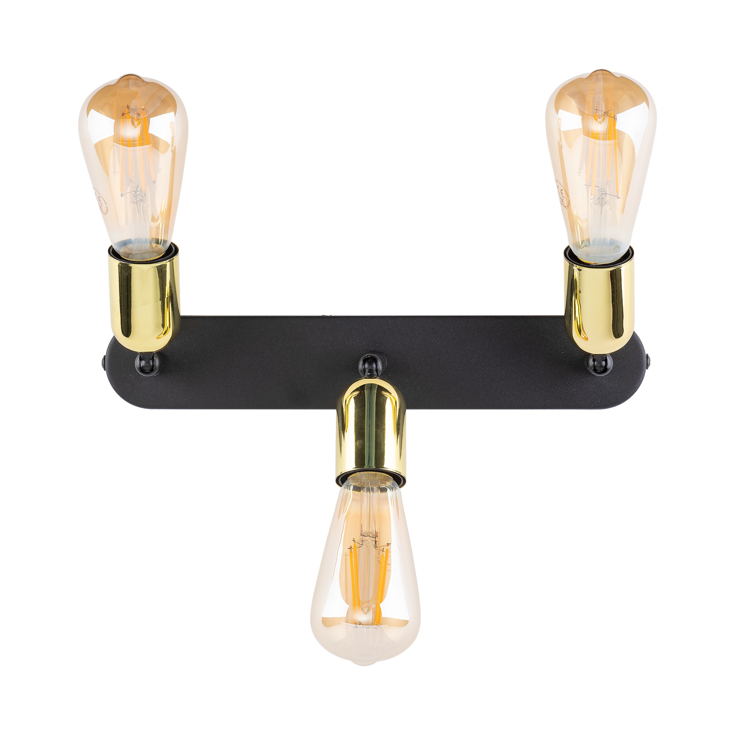 Lampa sufitowa TOP czarna listwa ze złotymi regulowanymi reflektorami 52x18x14cm - TK_5680