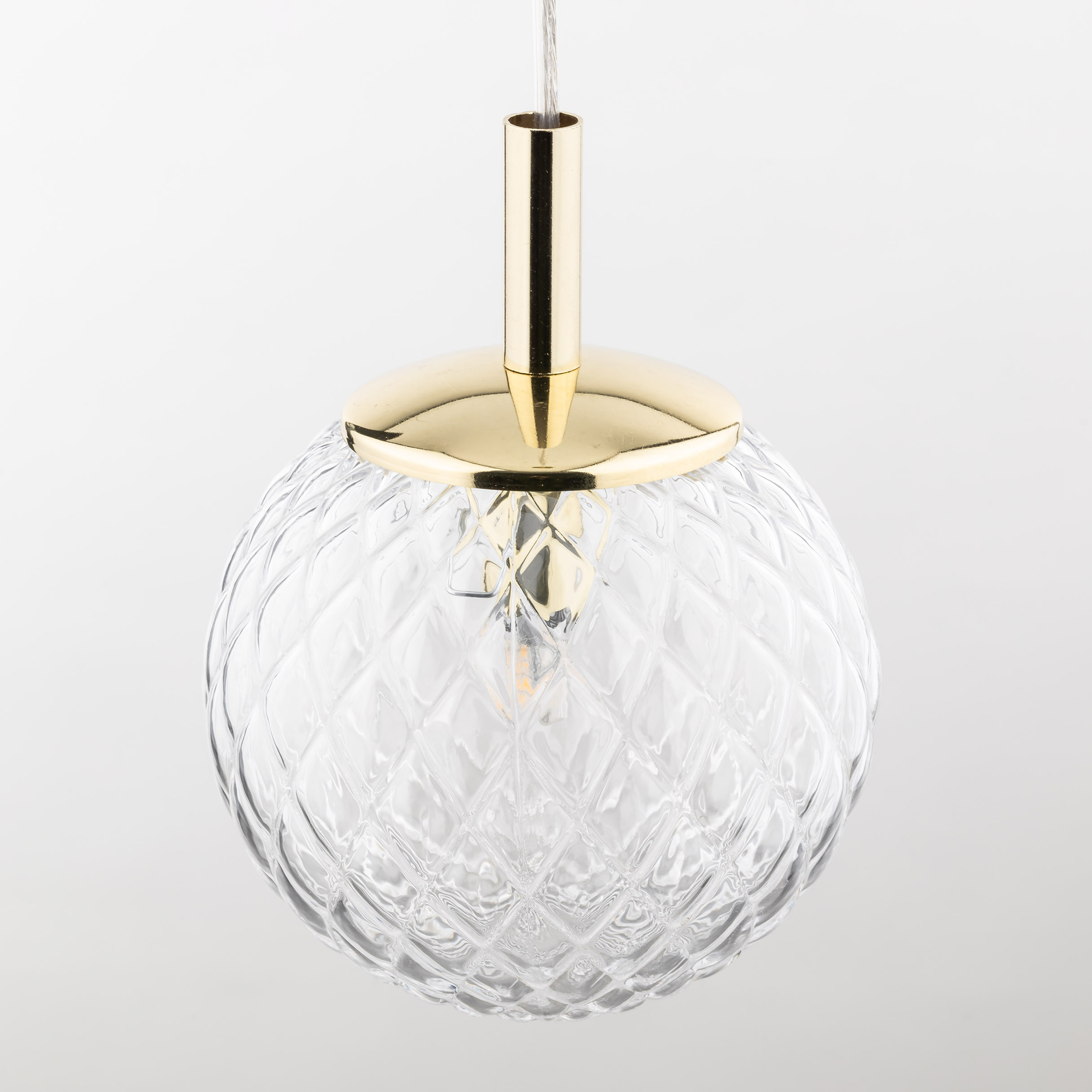 Lampa wisząca CADIX złota z transparentnym kryształowym szklanym okrągłym kloszem 150x14cm - TK_759