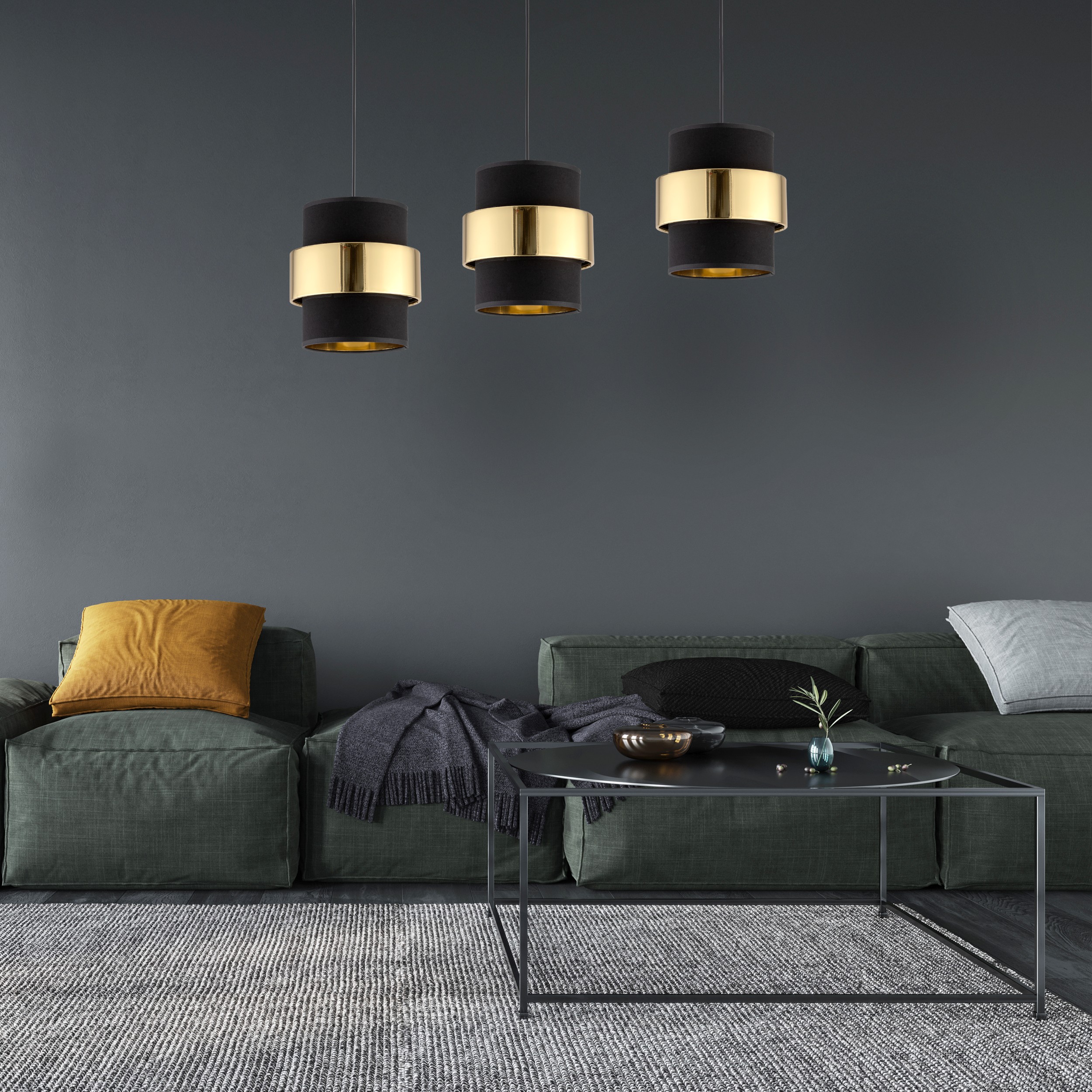 Lampa wisząca CALISTO czarna ze złotymi elementami 110x117x20cm - TK_4378