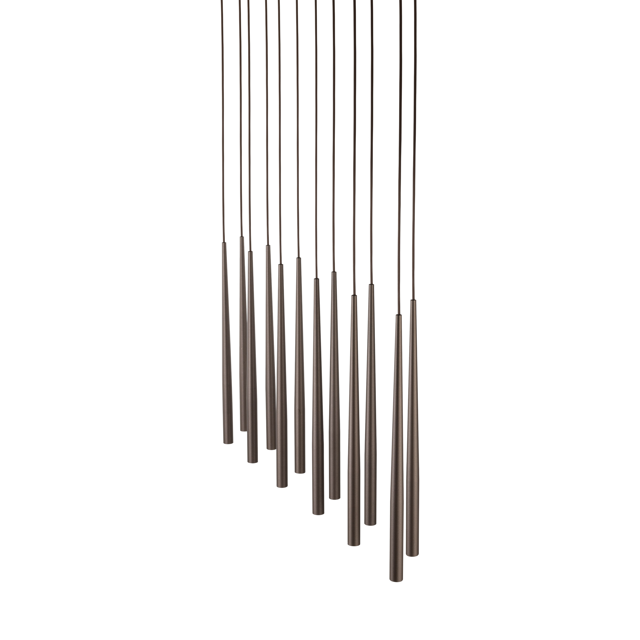 Lampa wisząca PIANO brązowa 12 smukłych eleganckich reflektorów na metalowej listwie 140x120x12cm - TK_10111