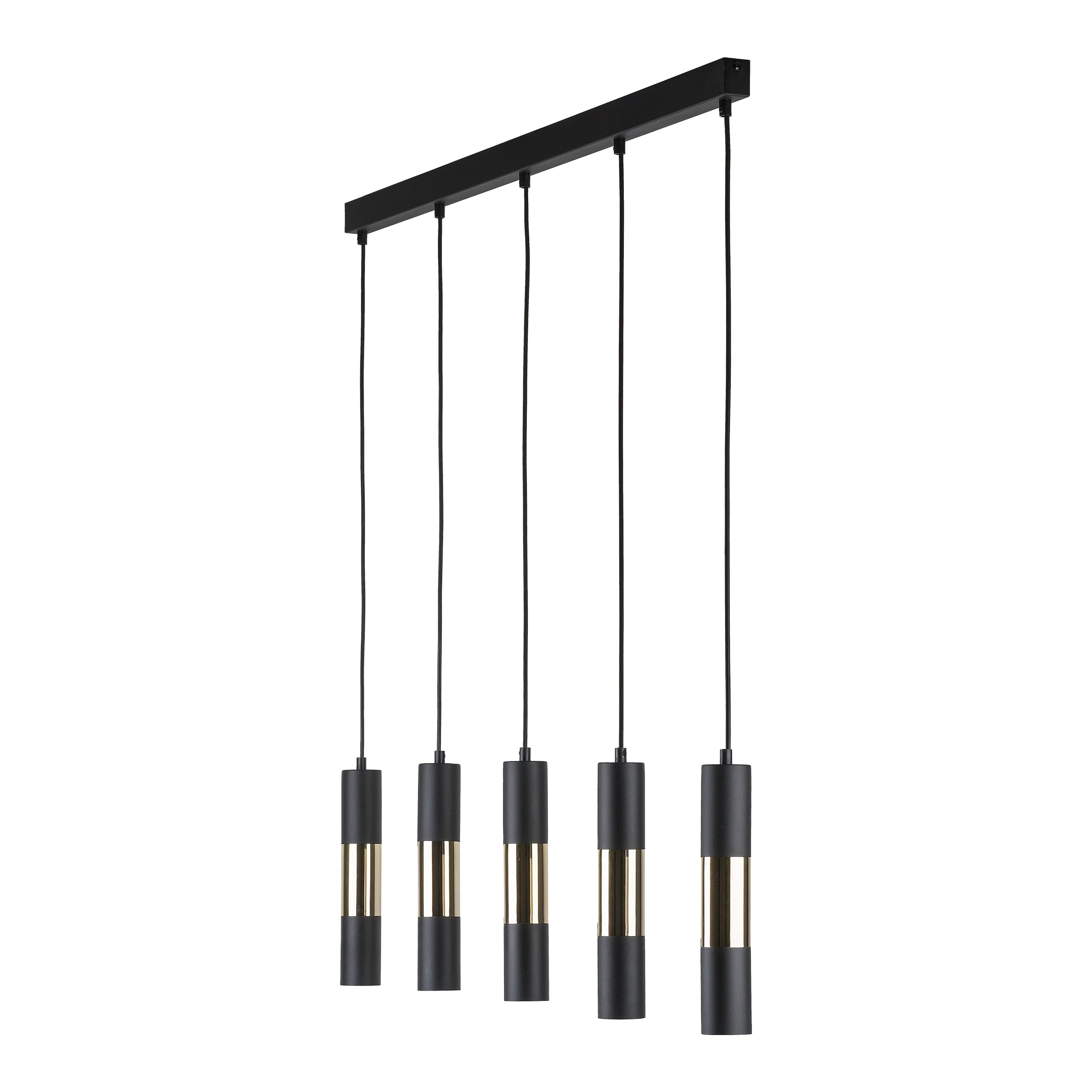 Lampa wisząca VIVIEN czarna na listwie ze złotymi elementami 137x100x5cm - TK_4758