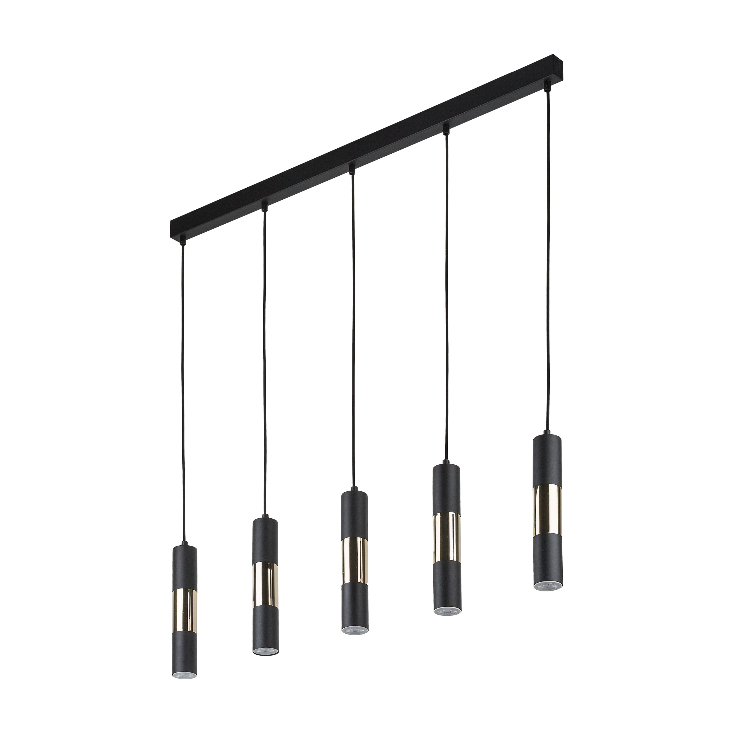 Lampa wisząca VIVIEN czarna na listwie ze złotymi elementami 137x100x5cm - TK_4758