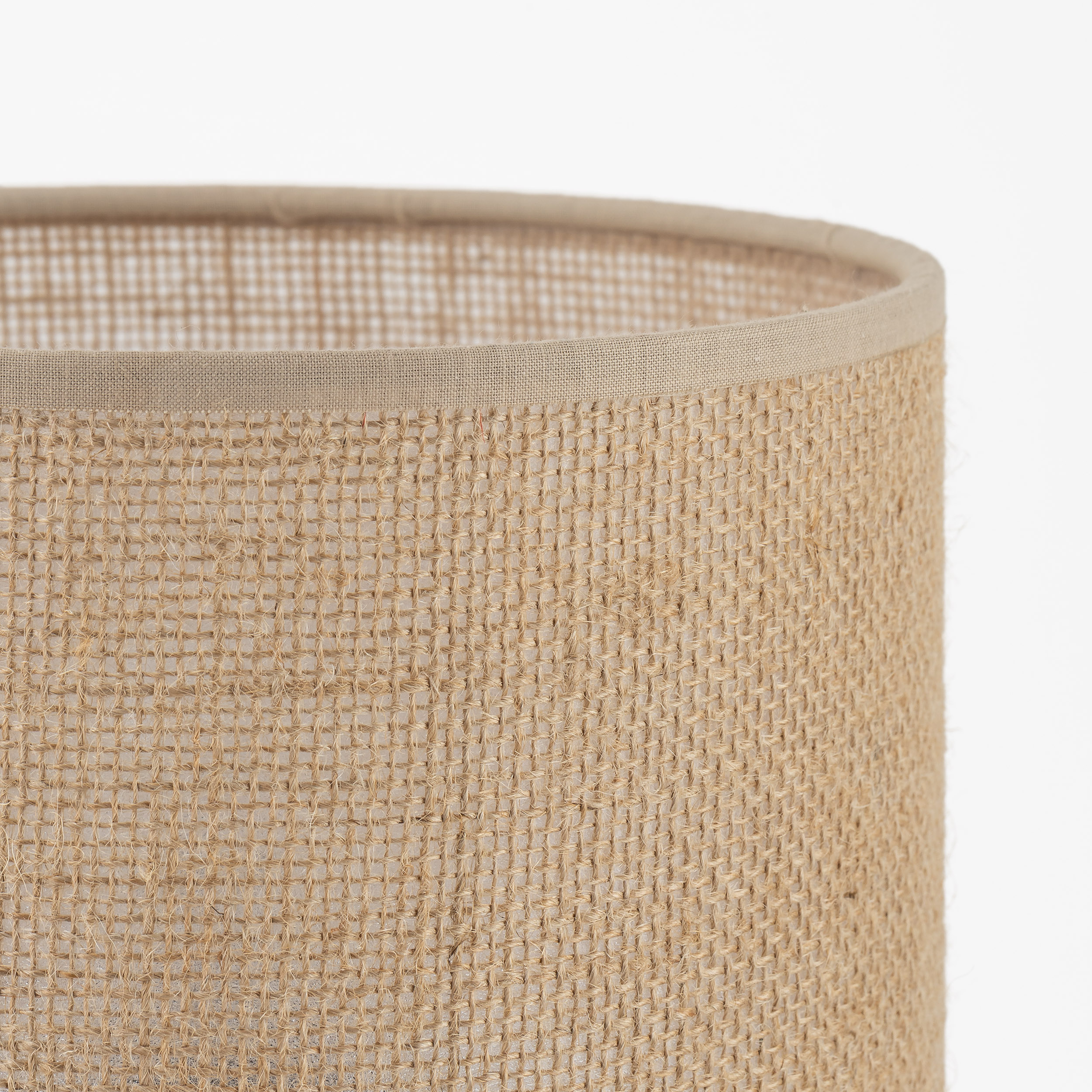 Lampka nocna JUTA czarna z brązowym abażurem okrągłym z tkaniny 39x22cm - TK_5552