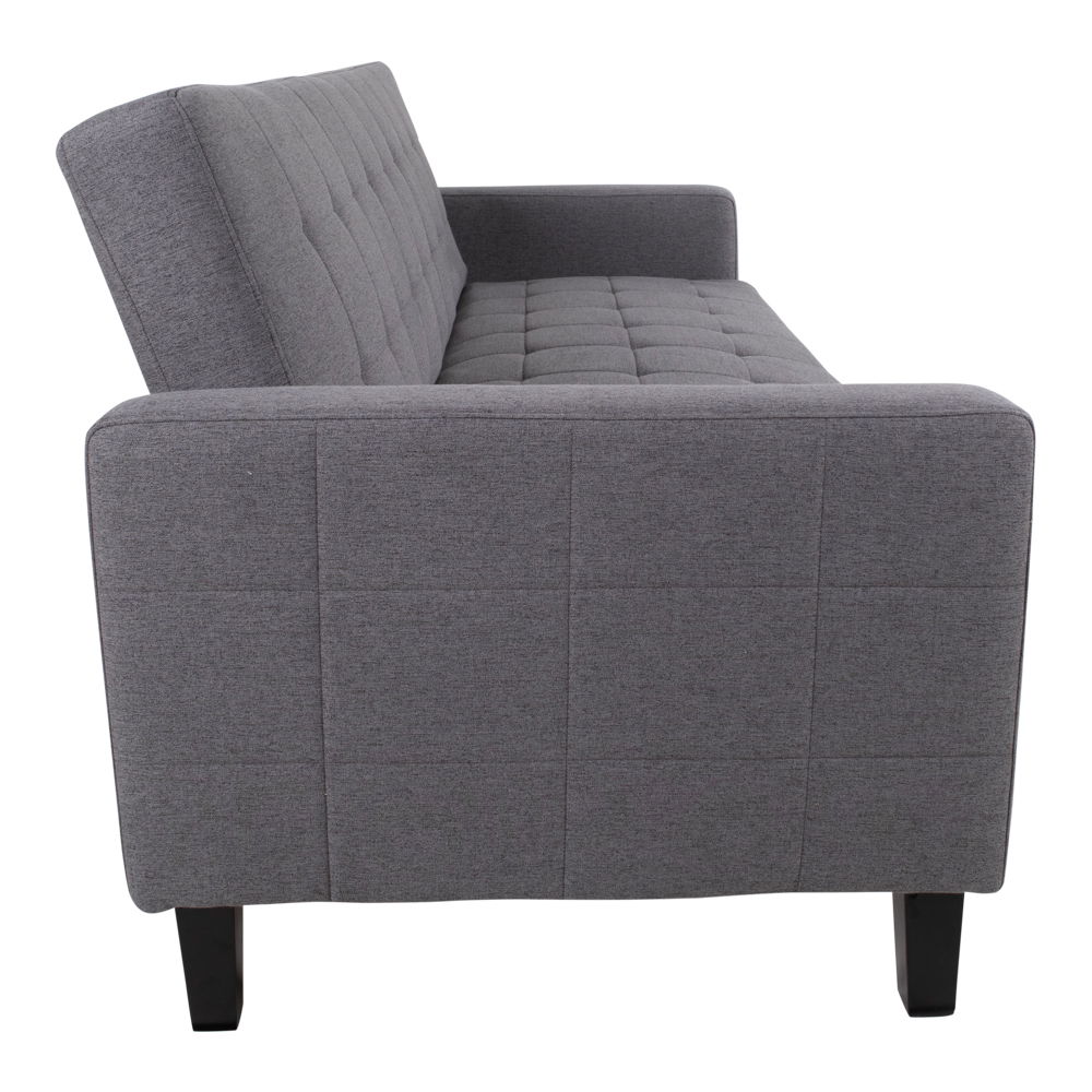 Sofa rozkładana z pojemnikiem MILTON ciemnoszara, czarne drewniane nóżki - 1302010