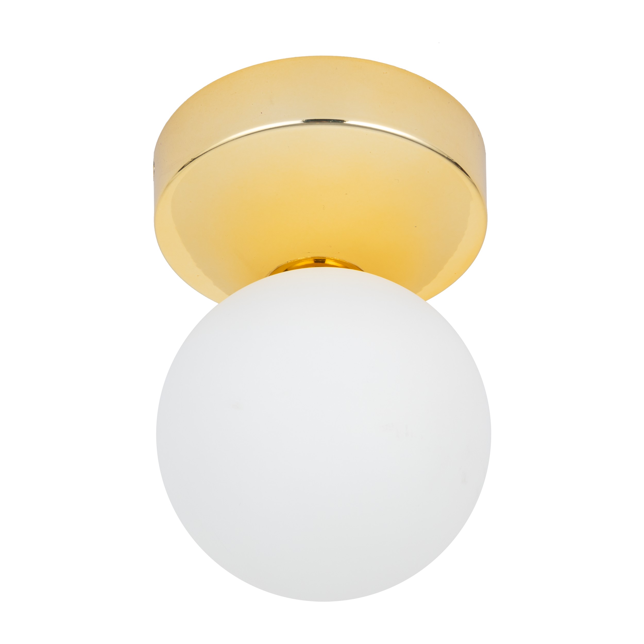 Lampa sufitowa BIANCA złota z białym okrągłym szklanym kloszem 16x15x12cm - TK_4695