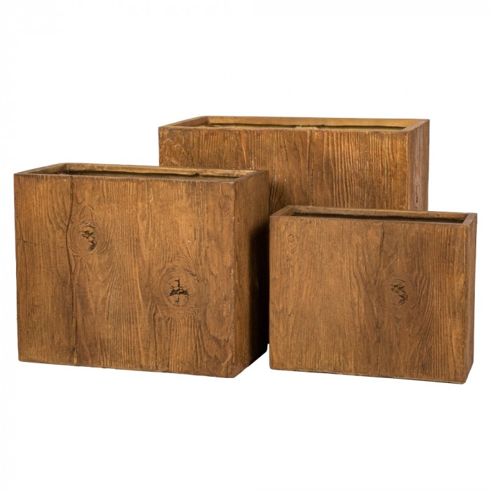 Donica ceramiczna PLANTIFY (zestaw 3 szt.) - efekt drewna