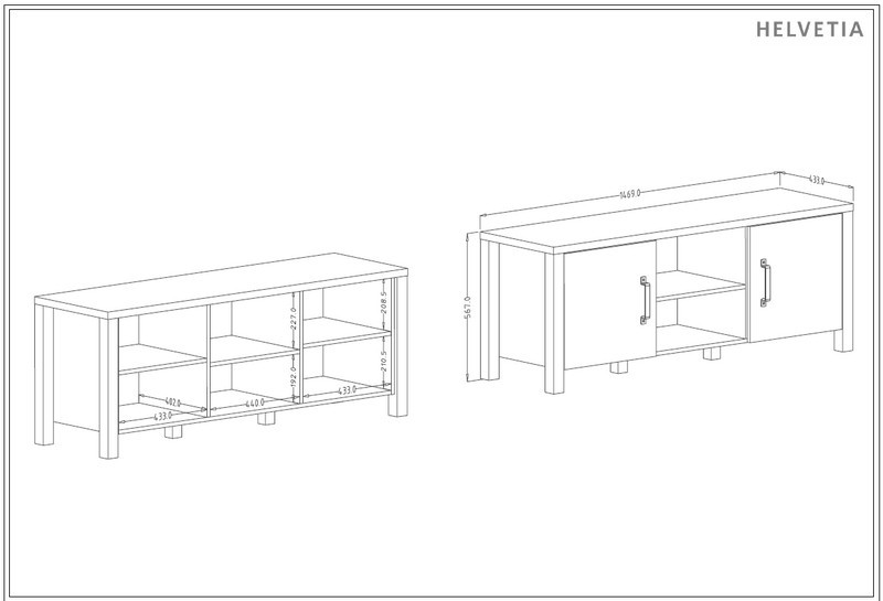 Komoda RTV OLIN 41 appenzeller fichte czarna 147x57x43cm - 24ABJC41