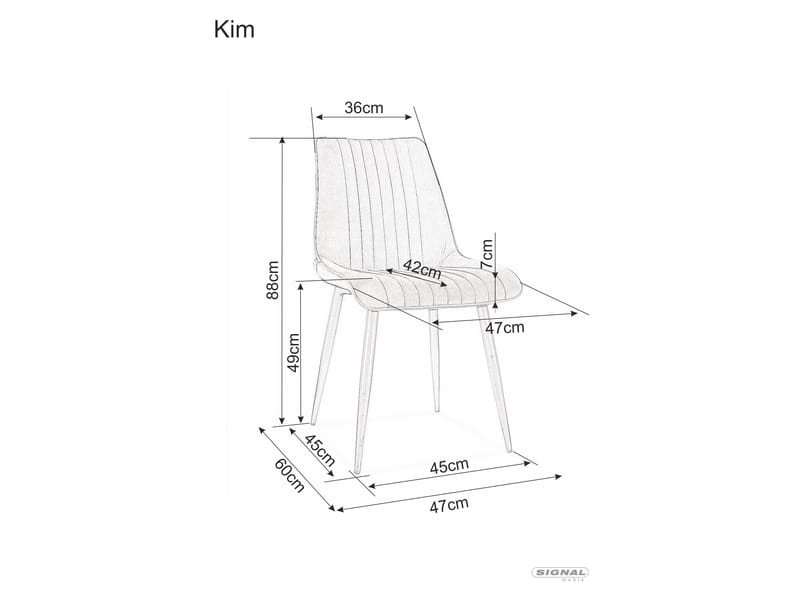 Krzesło KIM VELVET aksamitne szare Signal - KIMVCSZ