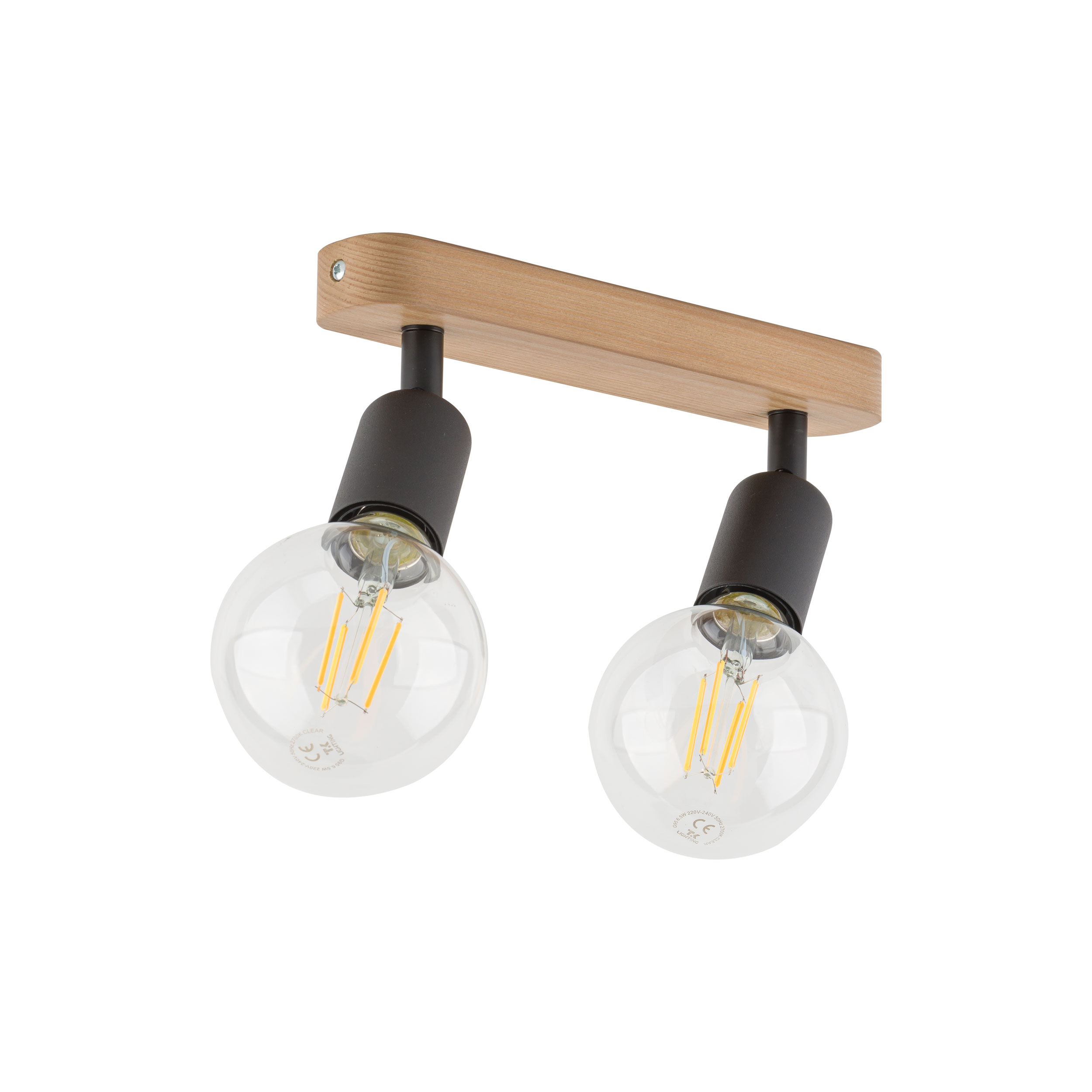 Lampa sufitowa SIMPLY czarna na drewnianej sosnowej listwie 33x15x13cm - TK_4748