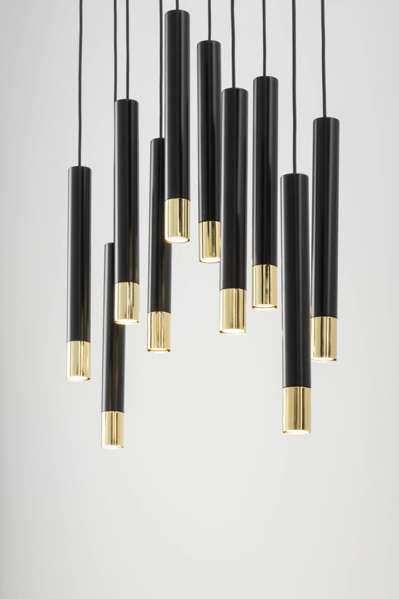 SOPEL GRAND 10 czarny/złoty lampa wisząca - SI_33399