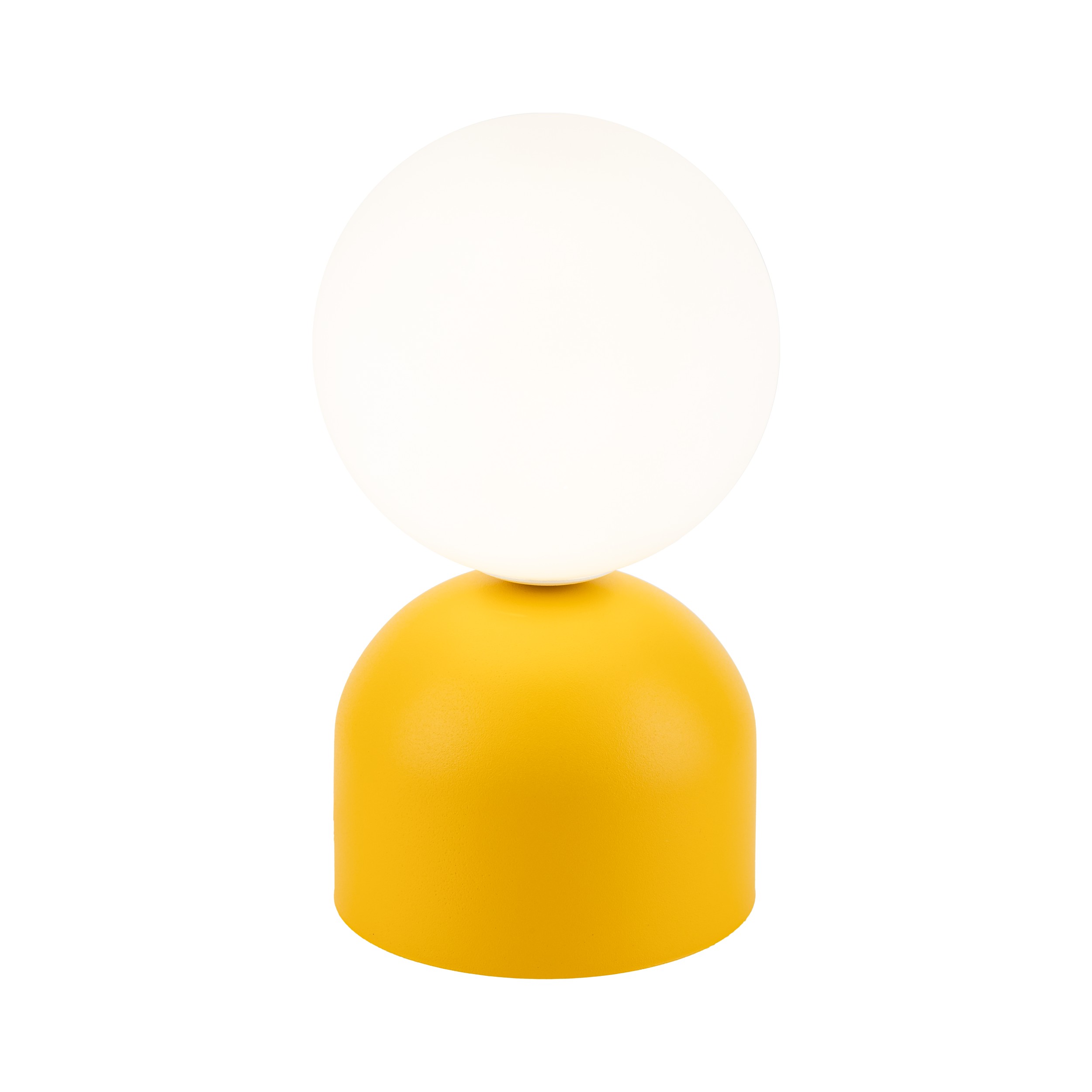 Lampka nocna MIKI żółta z białym okrągłym szklanym kloszem 21x12cm - TK_16040