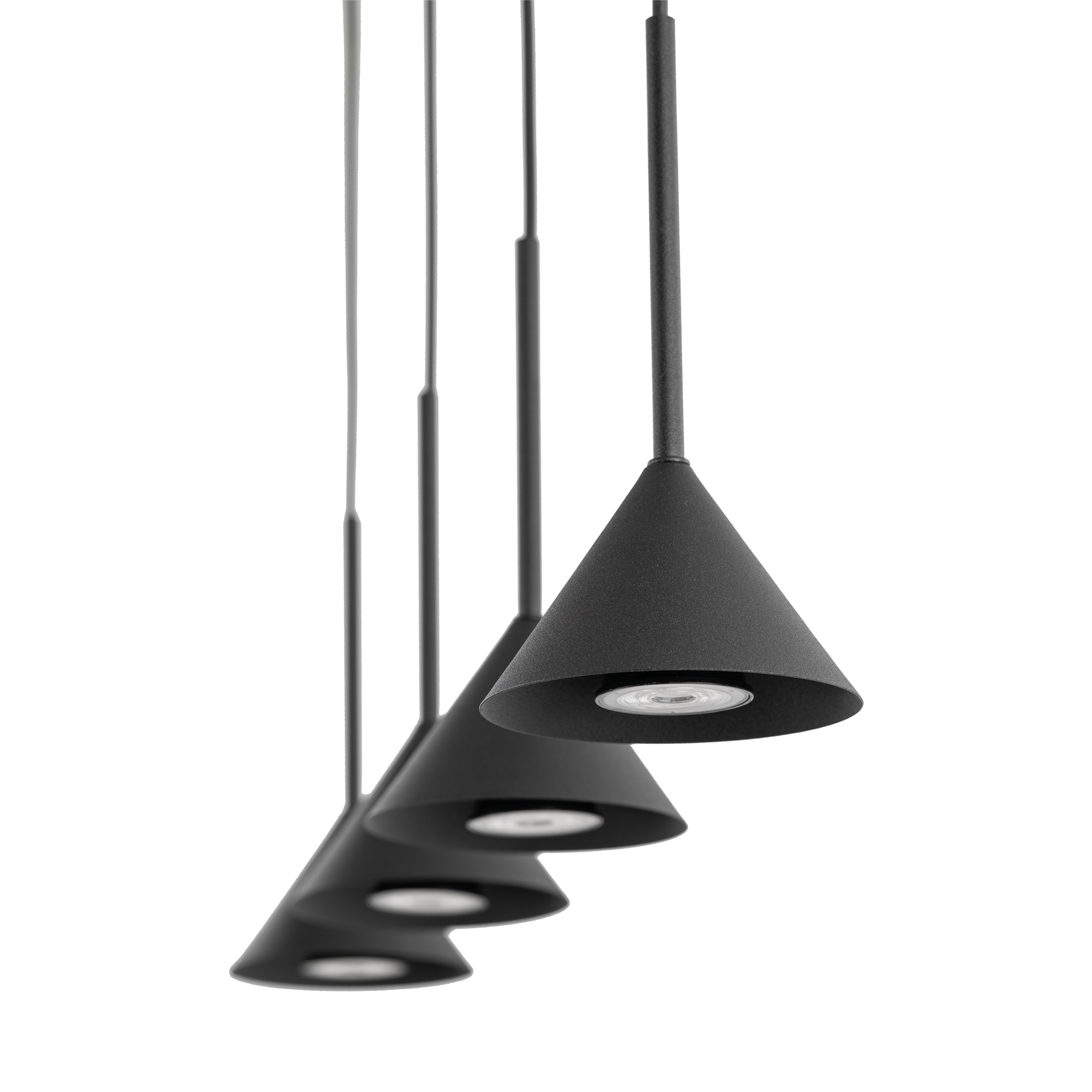 Lampa wisząca CONO czarna na metalowej listwie 90x75x12cm - TK_10305