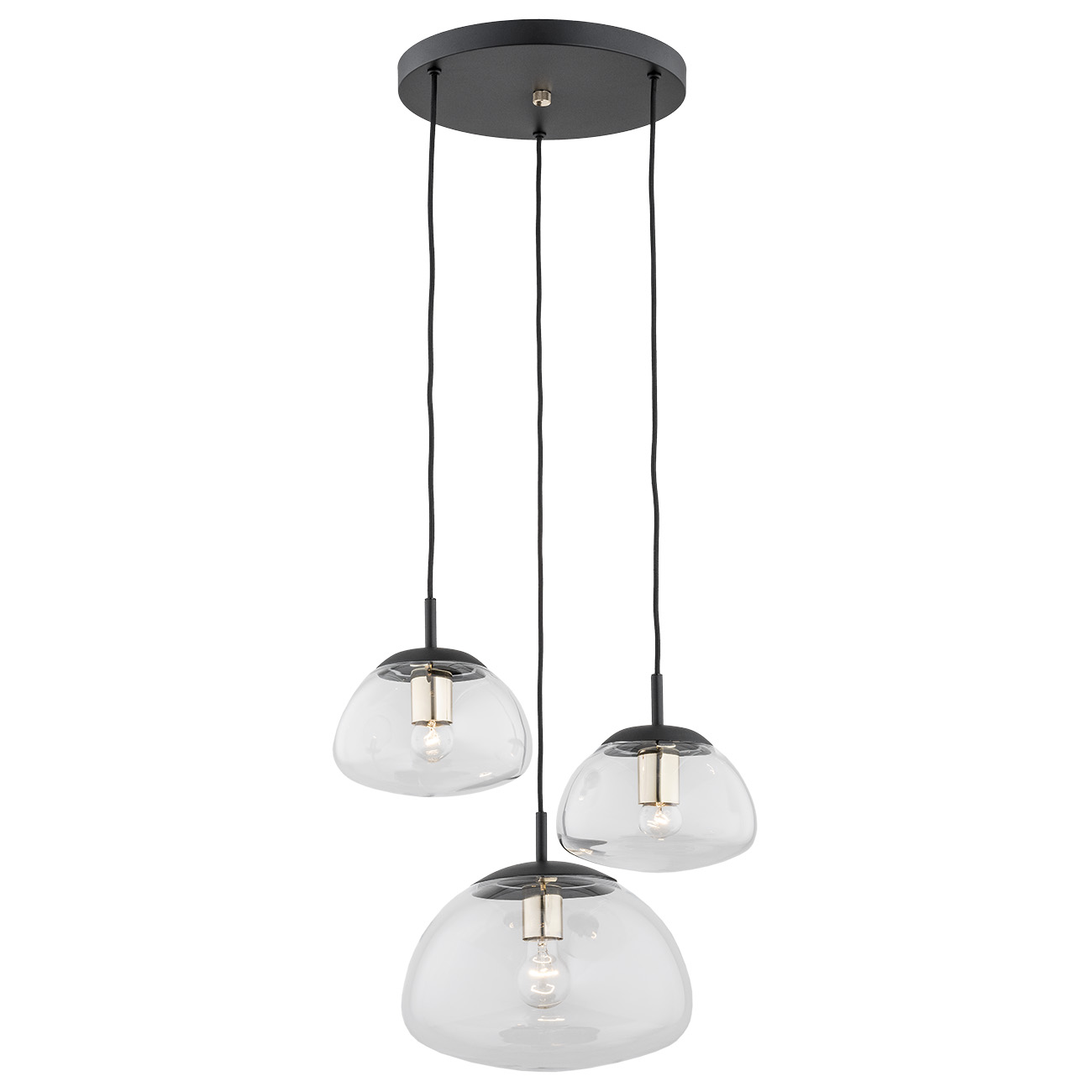 Lampa wisząca TRINI czarna transparentna mosiądz 108x44cm