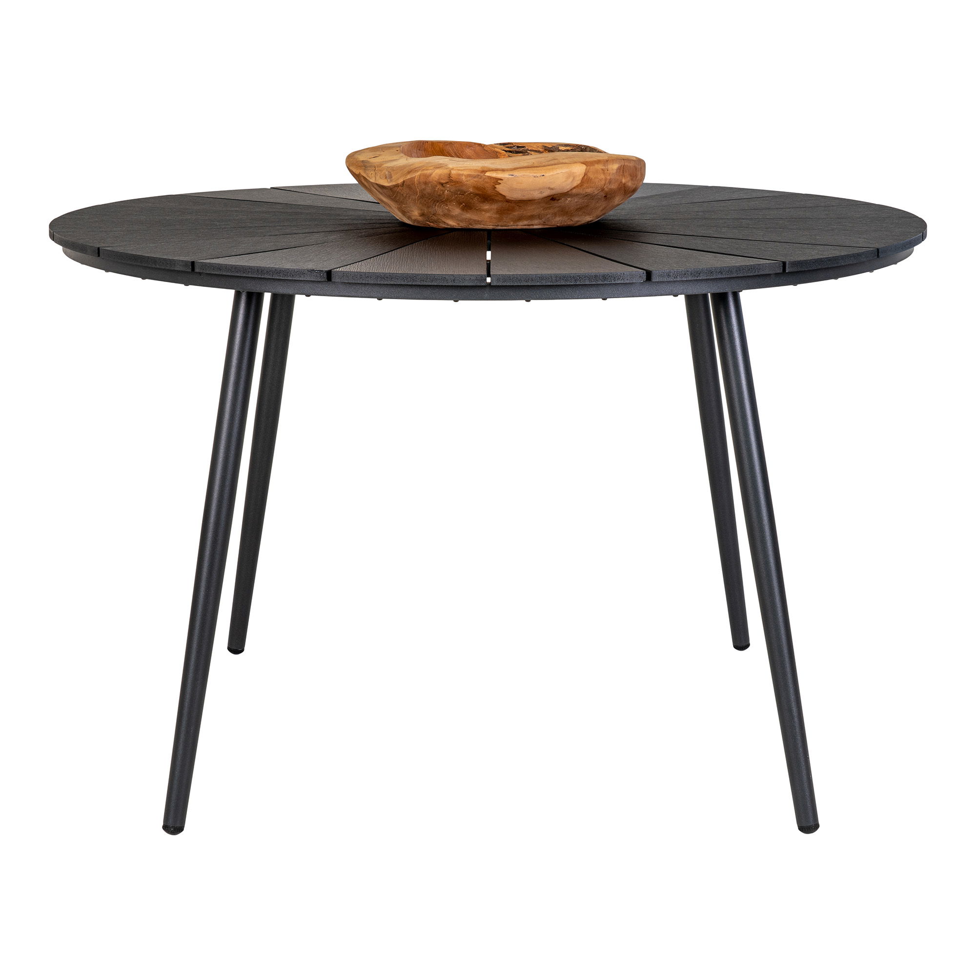 Stół tarasowy ATLANTA fi120 cm - efekt drewna, czarny - 7501115